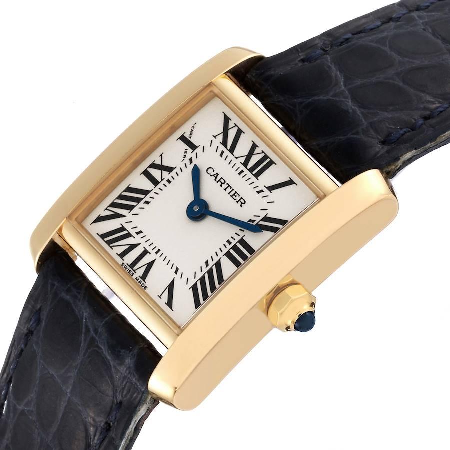 Cartier Tank Francaise Yellow Gold Blue Strap Ladies Watch W5000256 1