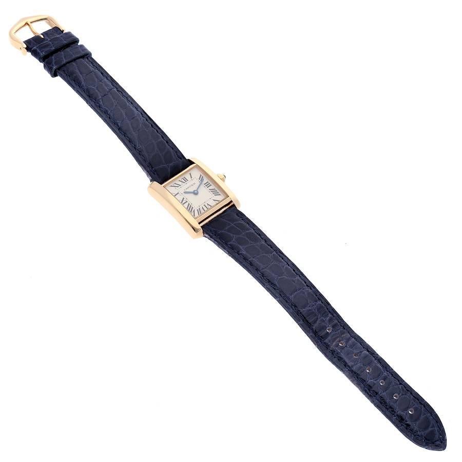 Cartier Tank Francaise Yellow Gold Blue Strap Ladies Watch W5000256 4