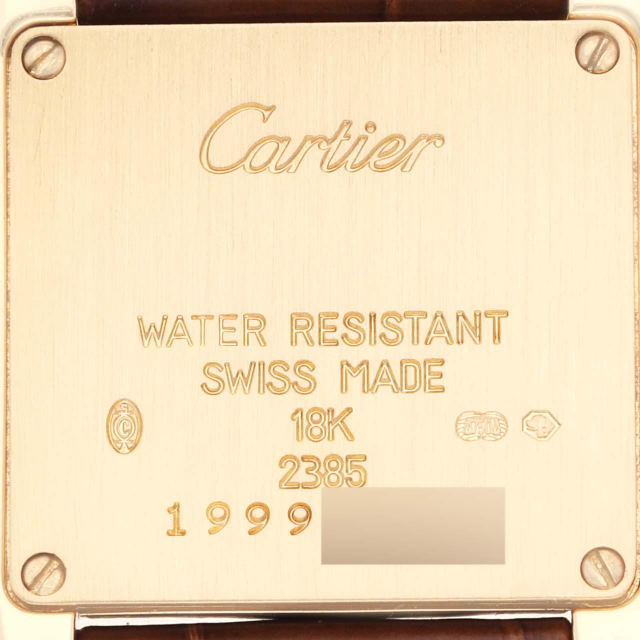 Cartier: Gelbgold-Damenuhr Tank Francaise mit braunem Riemen, W5000256 im Angebot 1