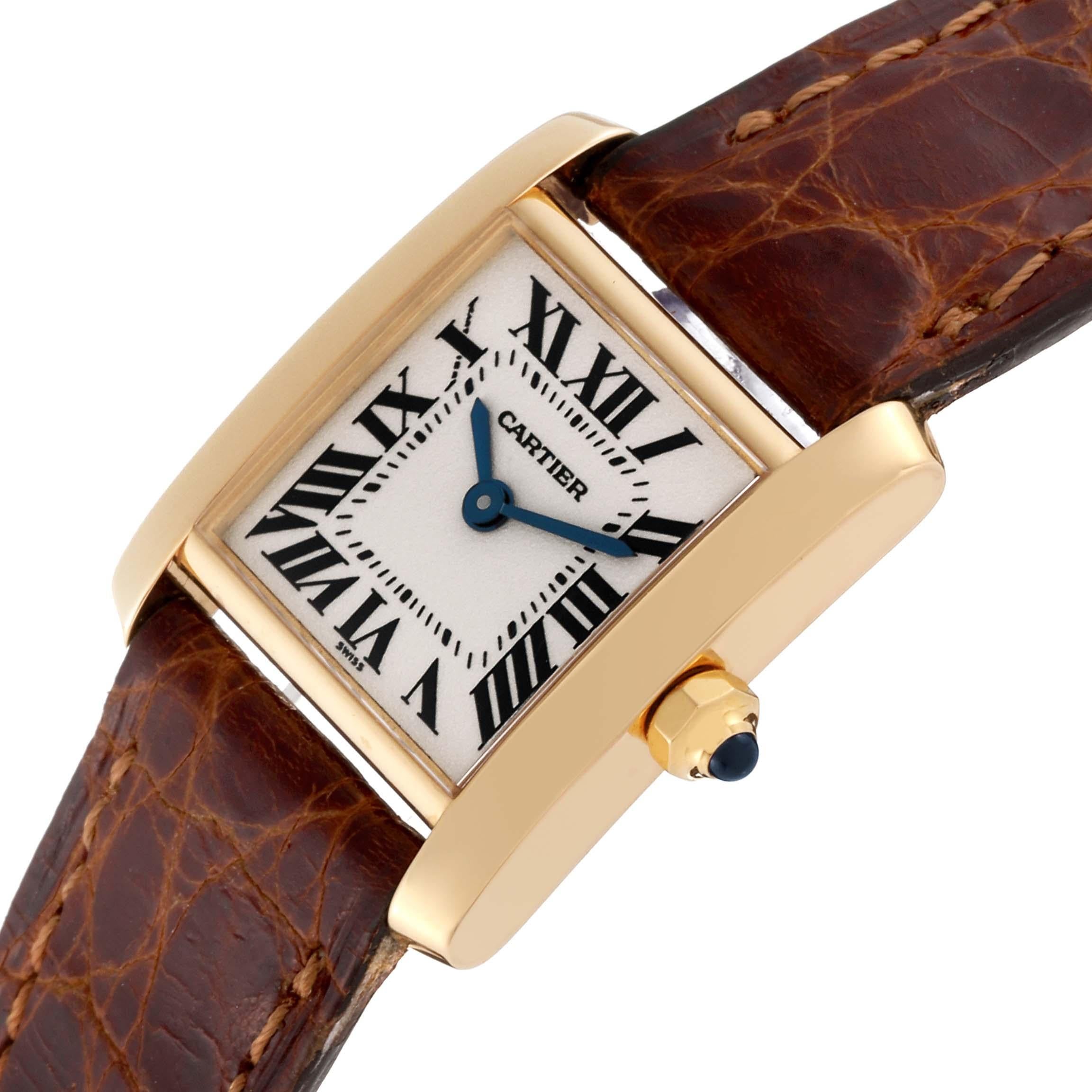 Women's Cartier Tank Francaise Yellow Gold Brown Strap Ladies Watch W5000256