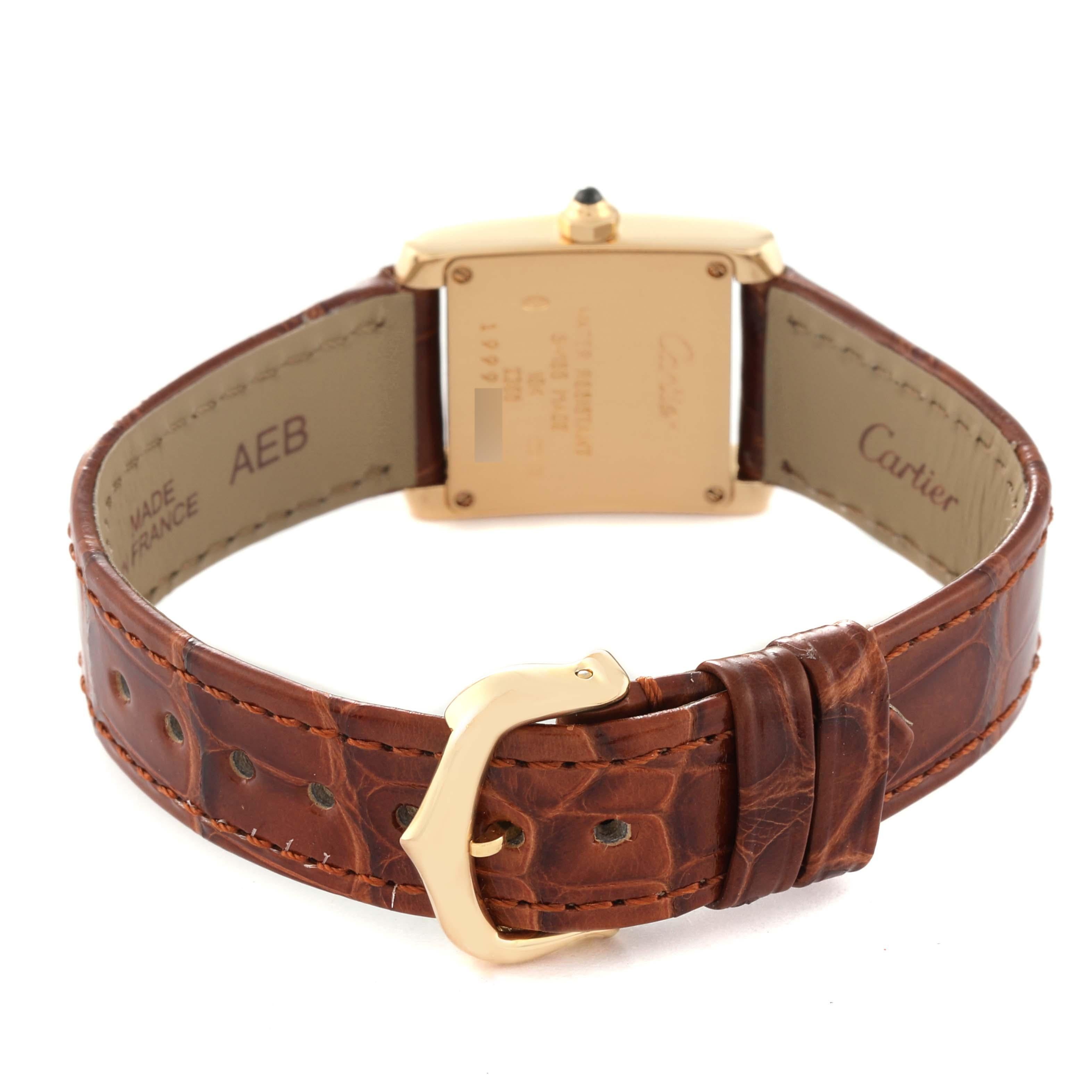 Cartier Tank Francaise Yellow Gold Brown Strap Ladies Watch W5000256 1