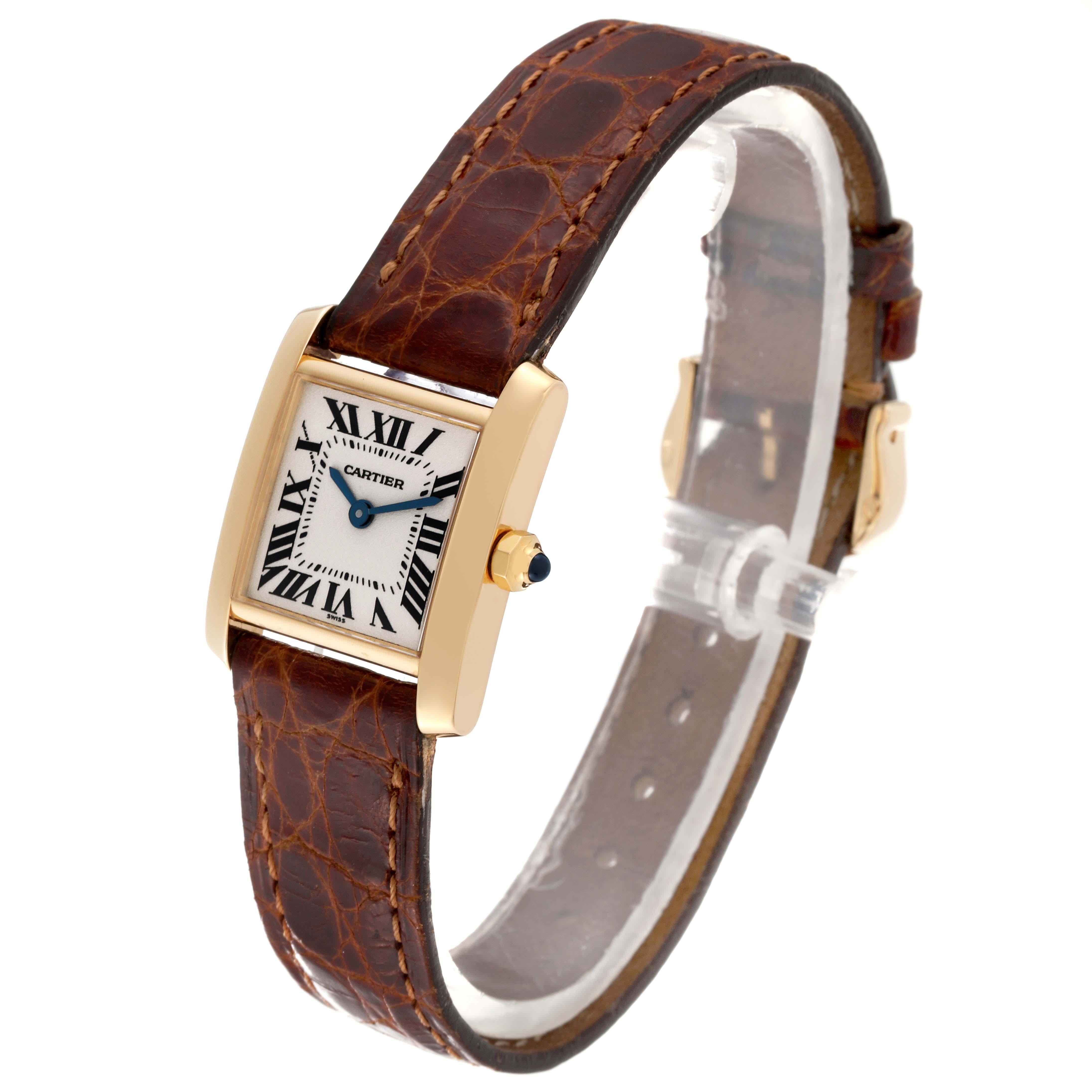 Cartier Tank Francaise Yellow Gold Brown Strap Ladies Watch W5000256 2