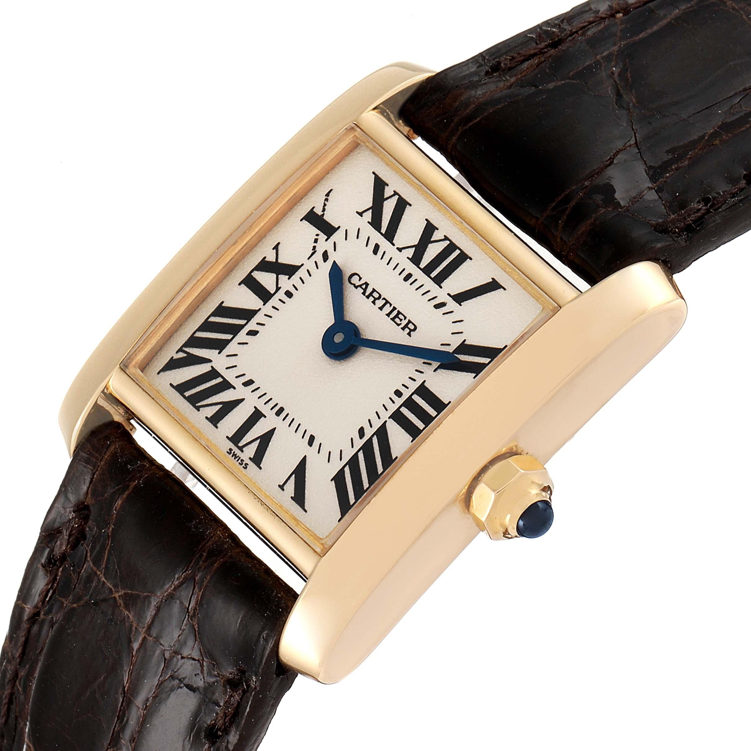Cartier Tank Francaise Yellow Gold Brown Strap Ladies Watch W5000256 1