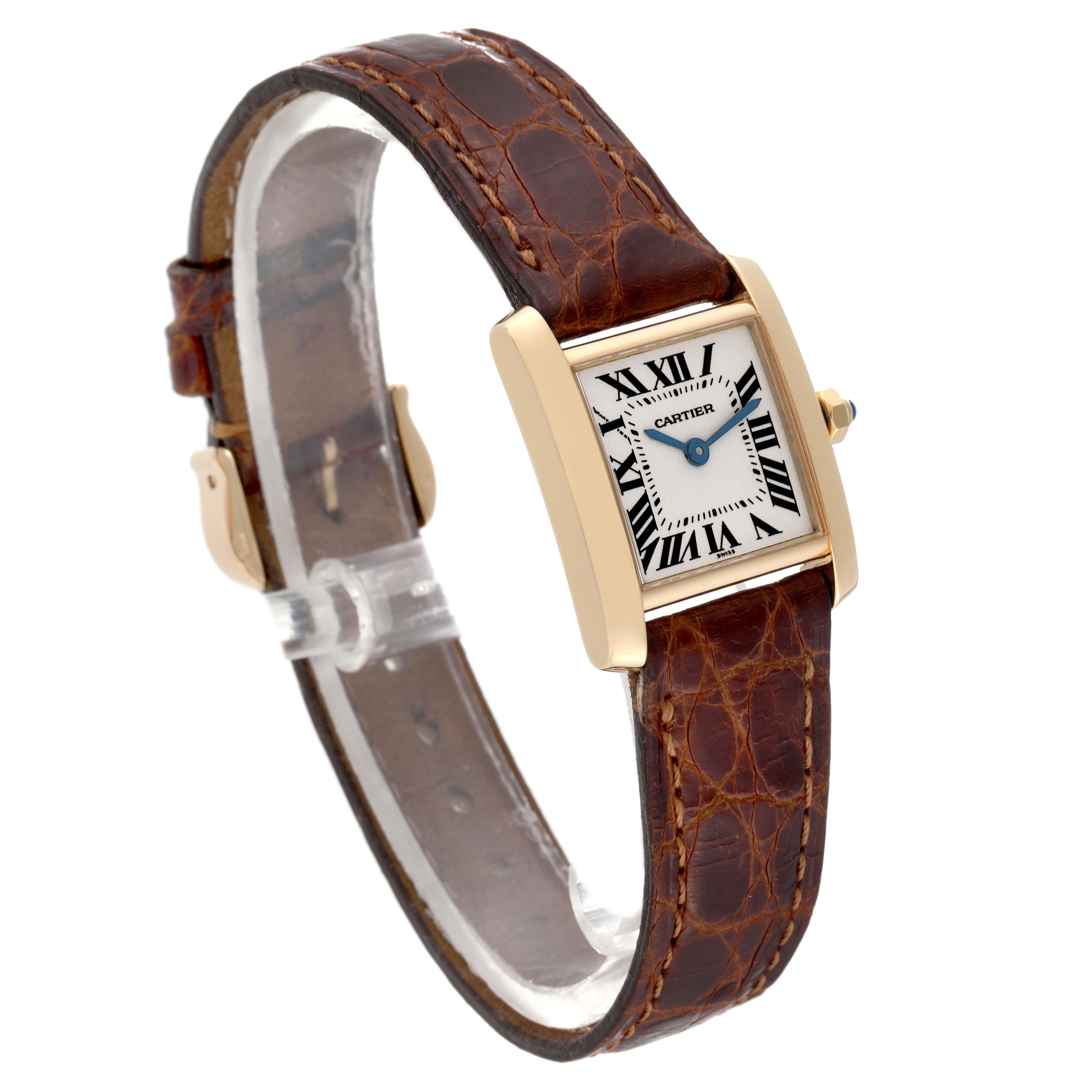 Cartier Tank Francaise Yellow Gold Brown Strap Ladies Watch W5000256 3