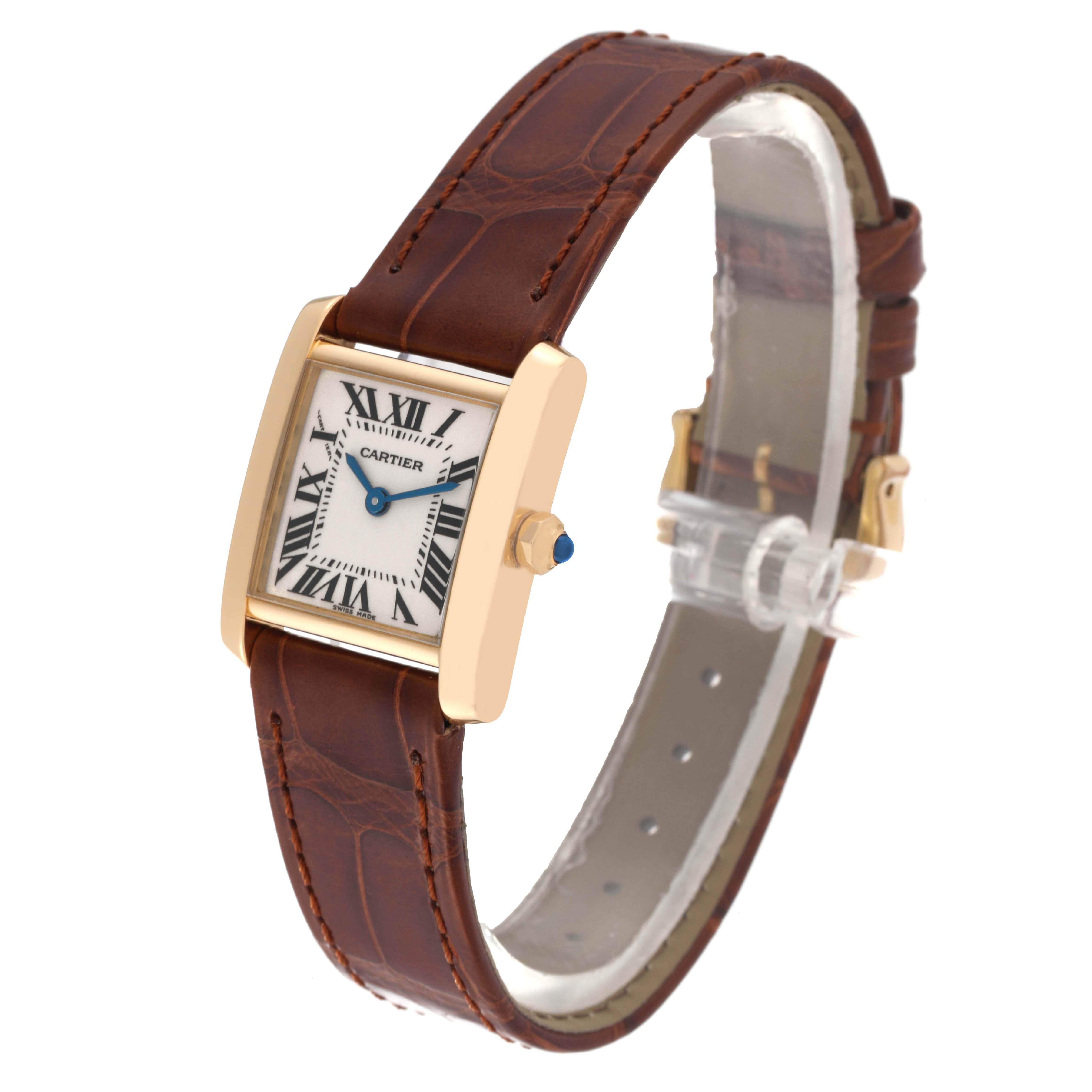 Cartier Tank Francaise Yellow Gold Brown Strap Ladies Watch W5000256 For Sale 5
