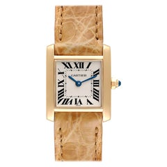 Cartier Tank Francaise Yellow Gold Brown Strap Ladies Watch W5000256