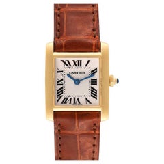 Cartier Tank Francaise Yellow Gold Brown Strap Ladies Watch W5000256