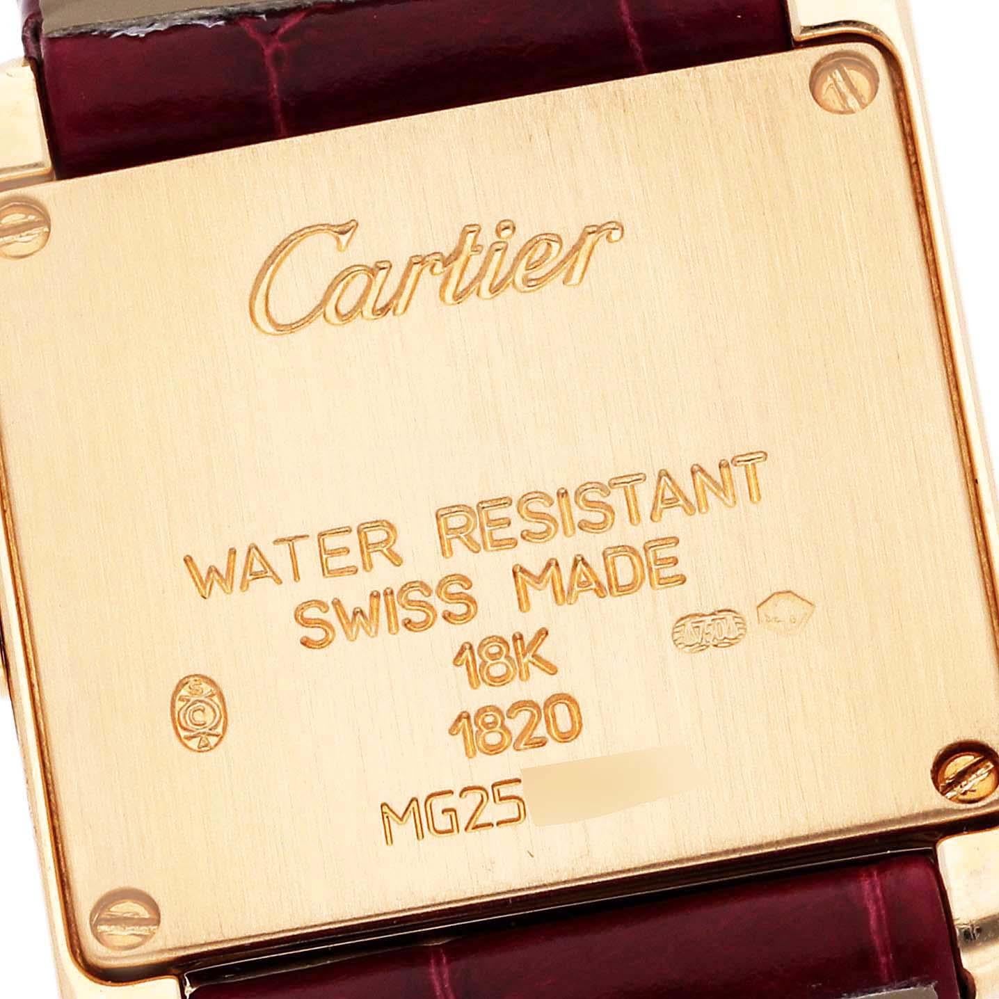 Cartier Tank Francaise Yellow Gold Burgundy Strap Ladies Watch W5000256 1