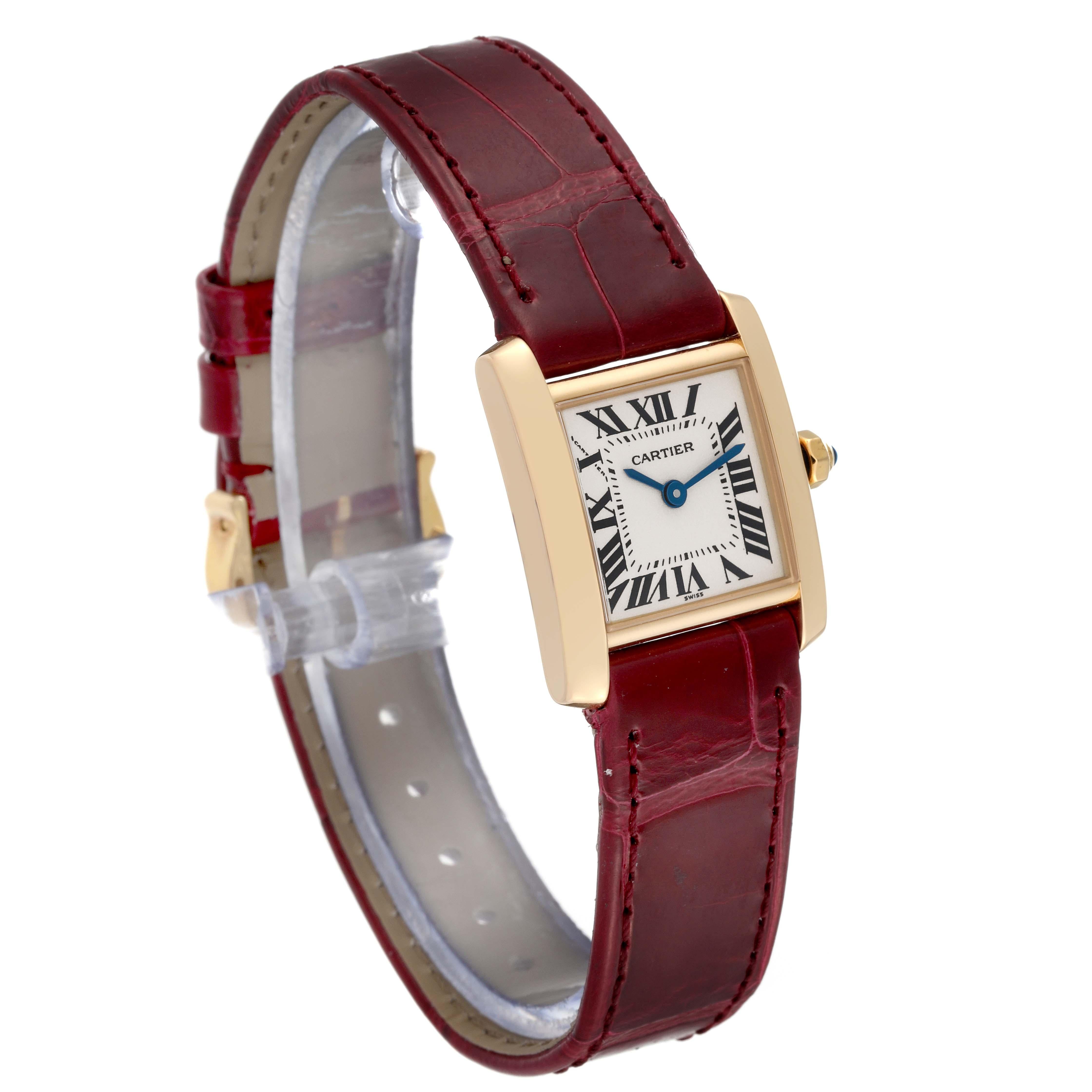 Cartier Tank Francaise Yellow Gold Burgundy Strap Ladies Watch W5000256 For Sale 1