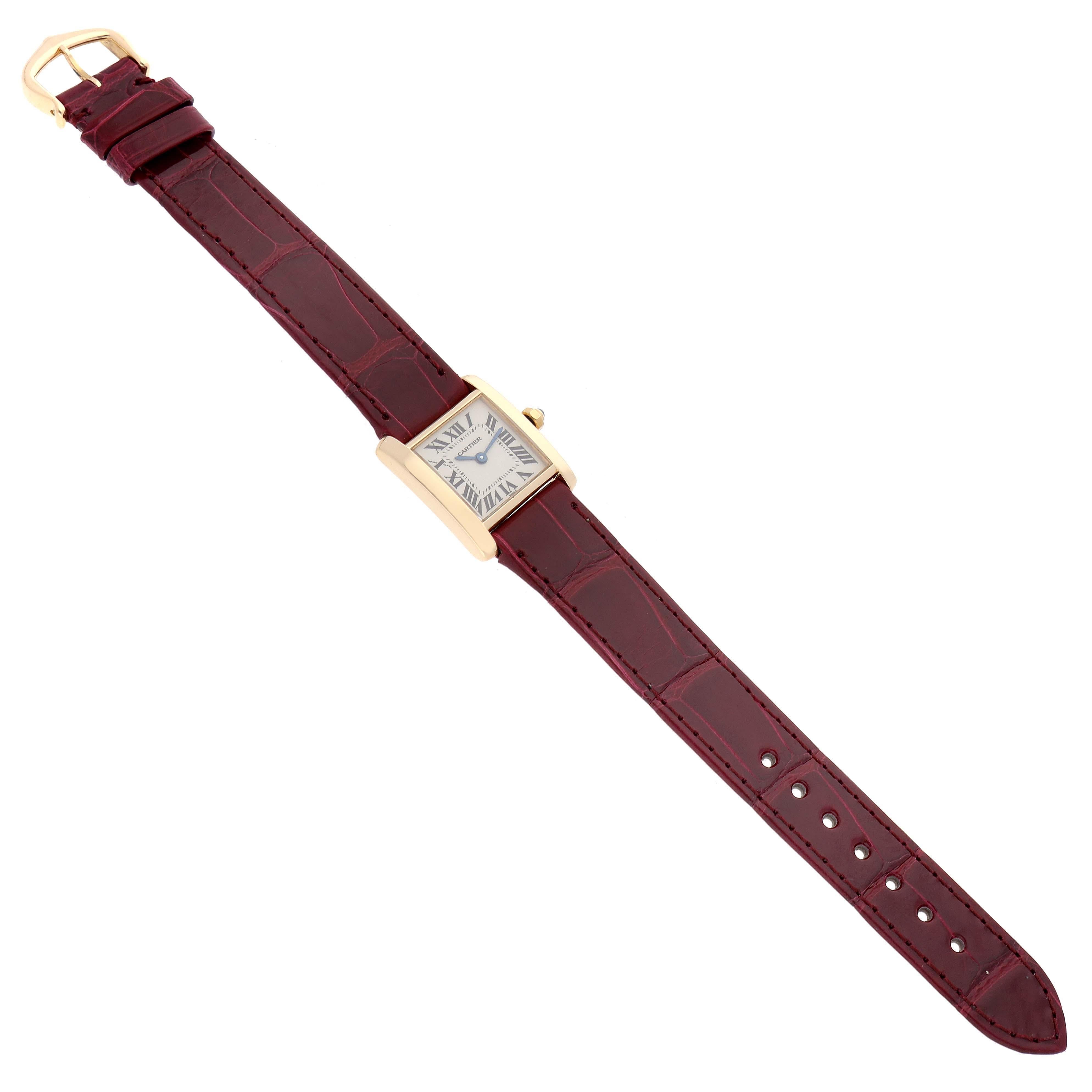 Cartier Tank Francaise Yellow Gold Burgundy Strap Ladies Watch W5000256 3