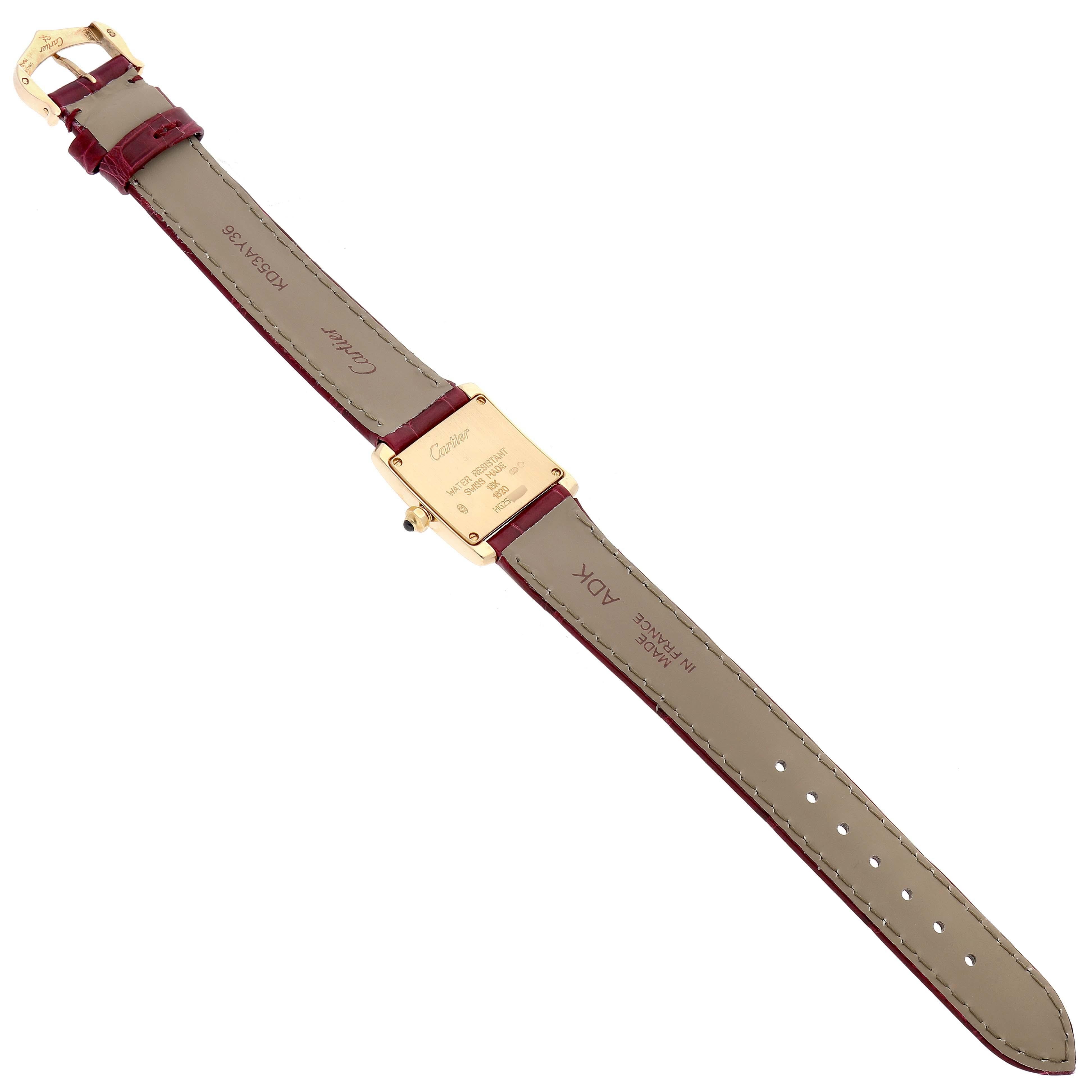 Cartier Tank Francaise Yellow Gold Burgundy Strap Ladies Watch W5000256 4