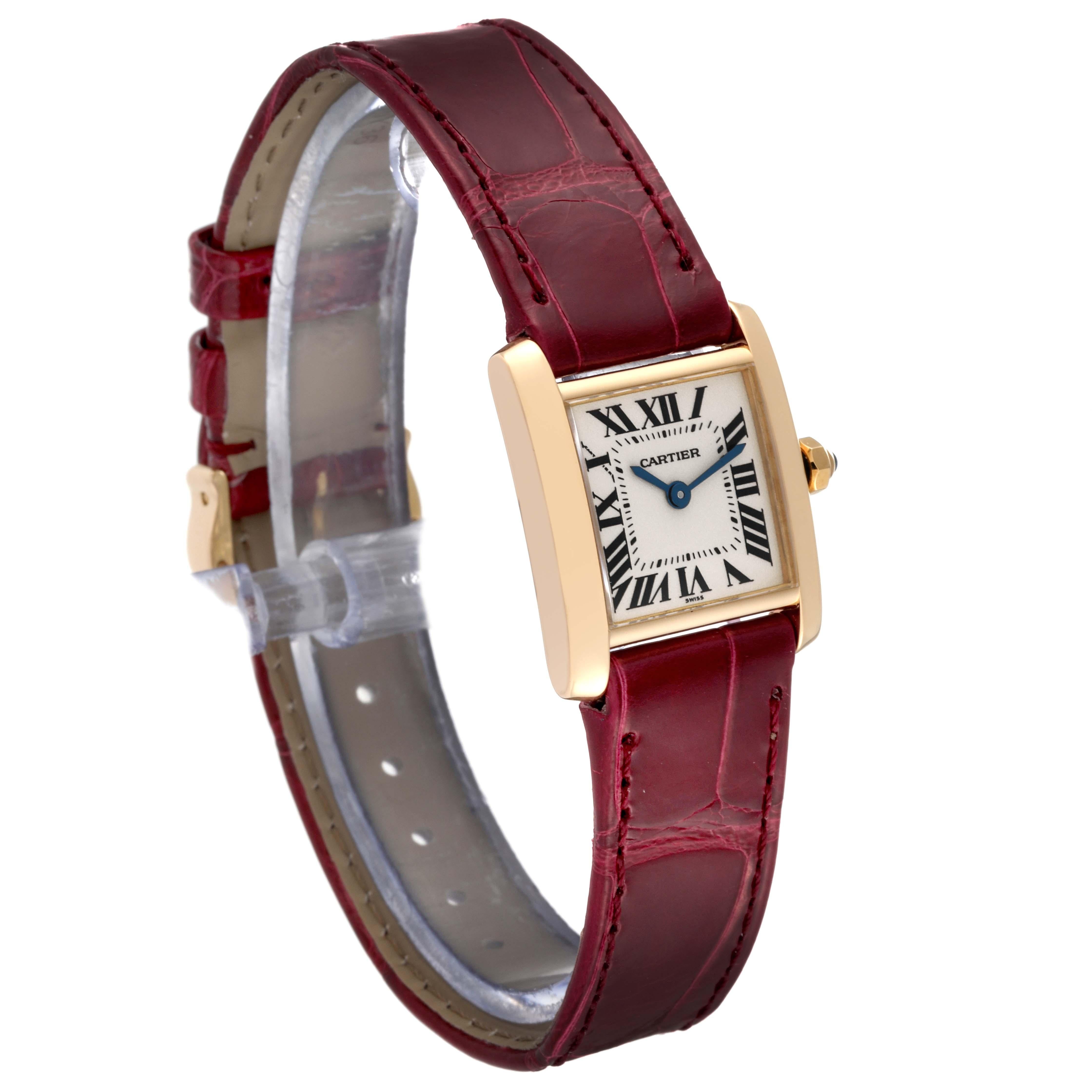Cartier Tank Francaise Yellow Gold Burgundy Strap Ladies Watch W5000256 5