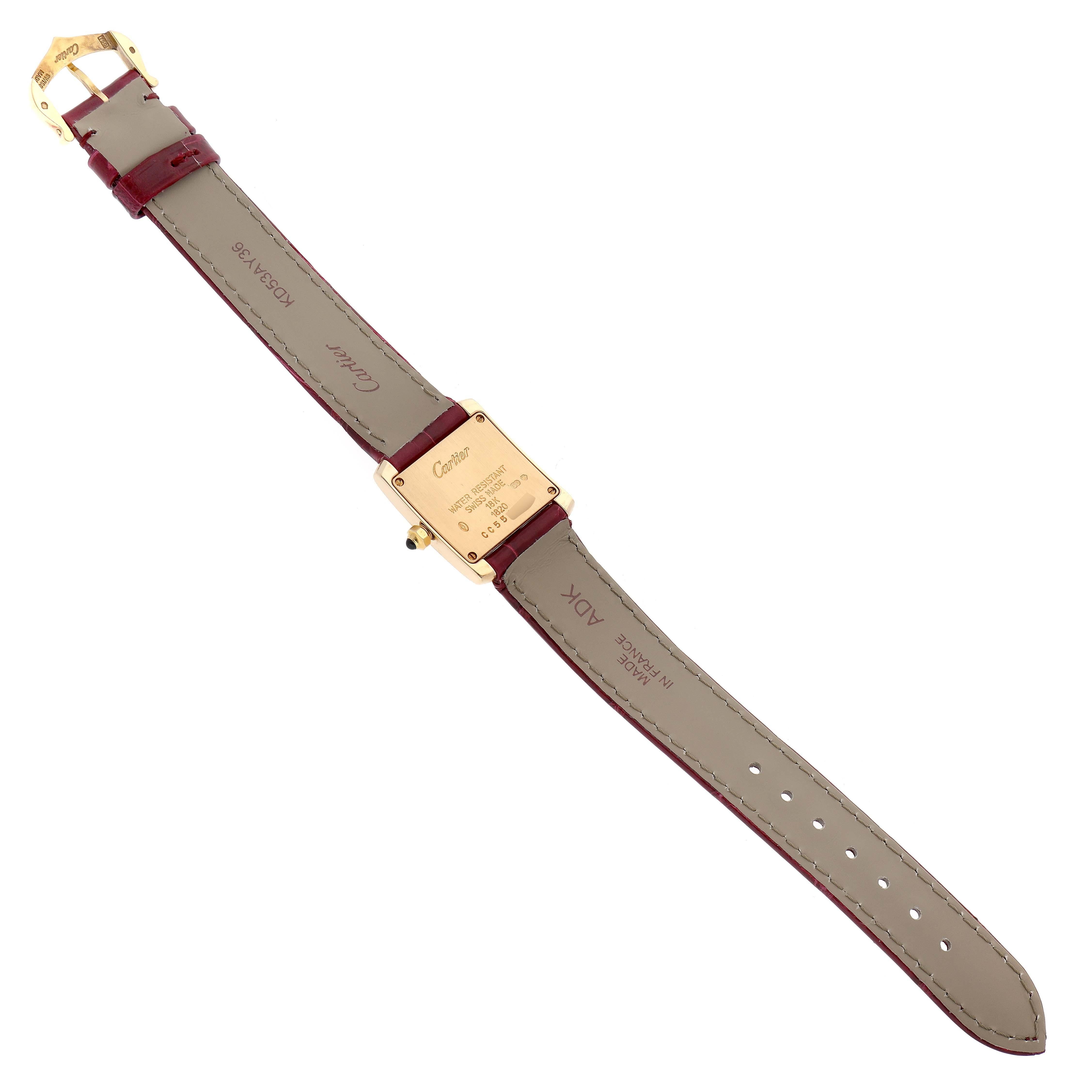 Cartier Tank Francaise Yellow Gold Burgundy Strap Ladies Watch W5000256 For Sale 5