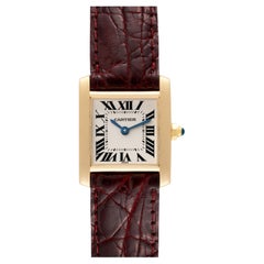 Cartier Tank Francaise Yellow Gold Burgundy Strap Ladies Watch W5000256
