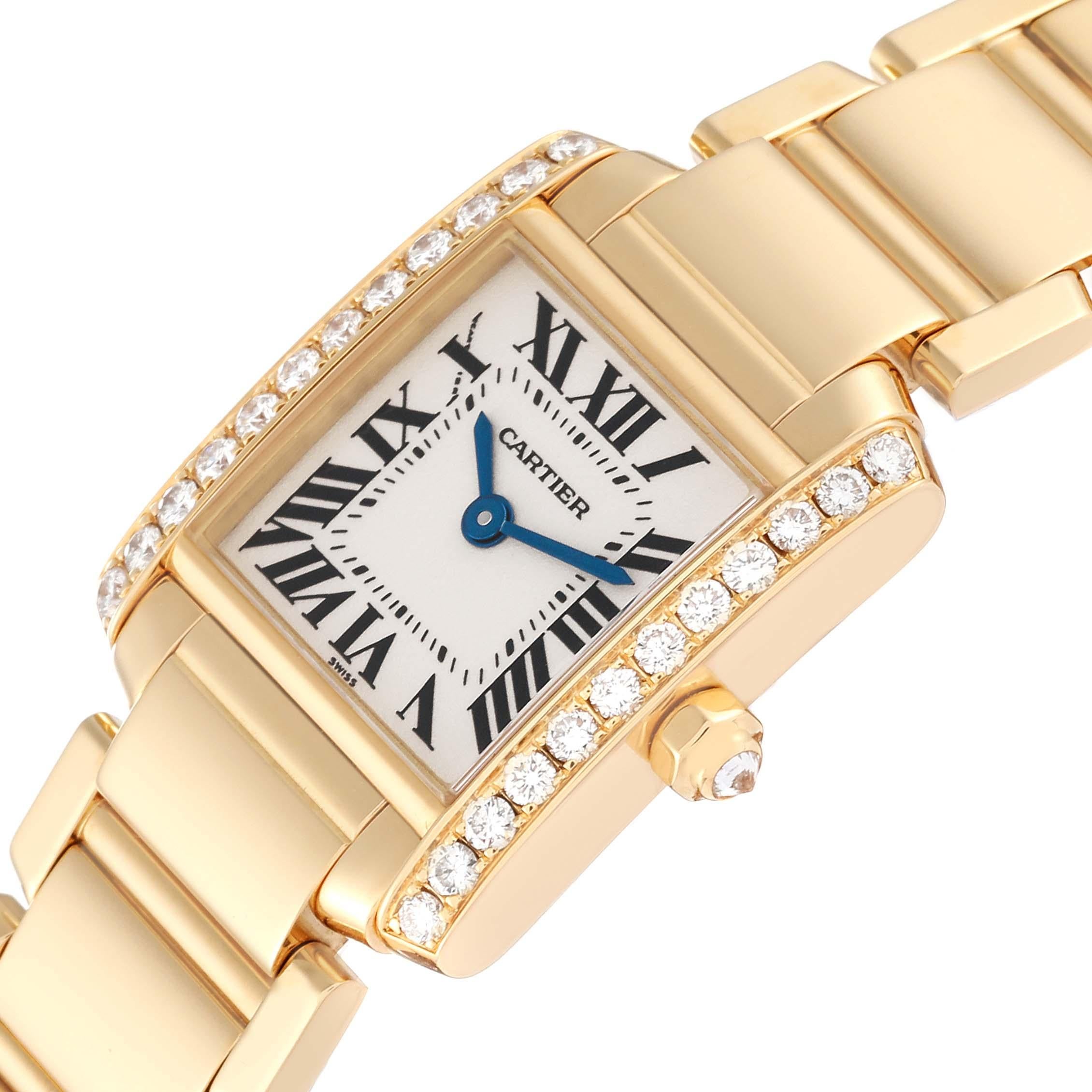 Cartier Tank Francaise Yellow Gold Diamond Ladies Watch WE1001R8 For Sale 1