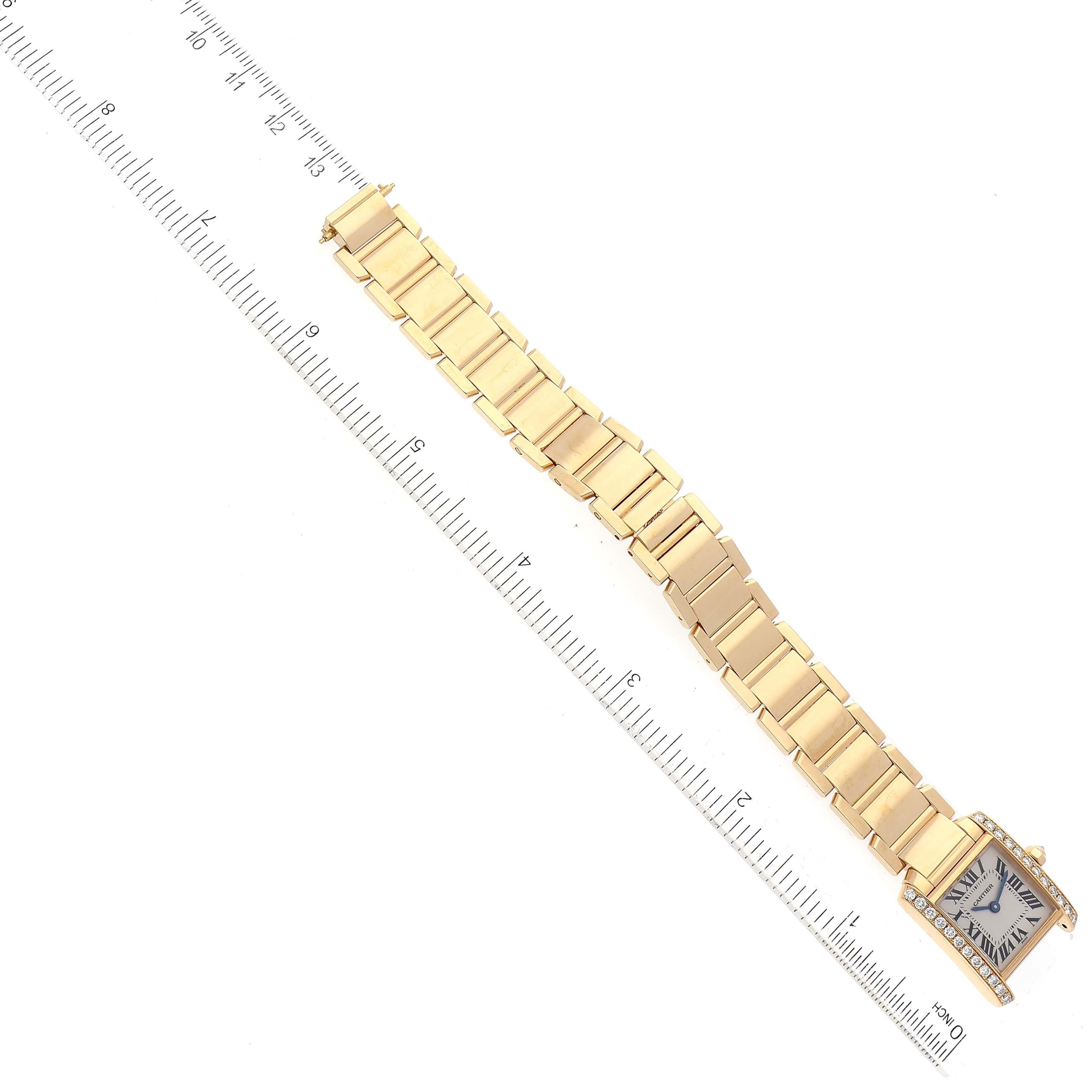 Cartier Tank Francaise Yellow Gold Diamond Ladies Watch WE1001R8 For Sale 3