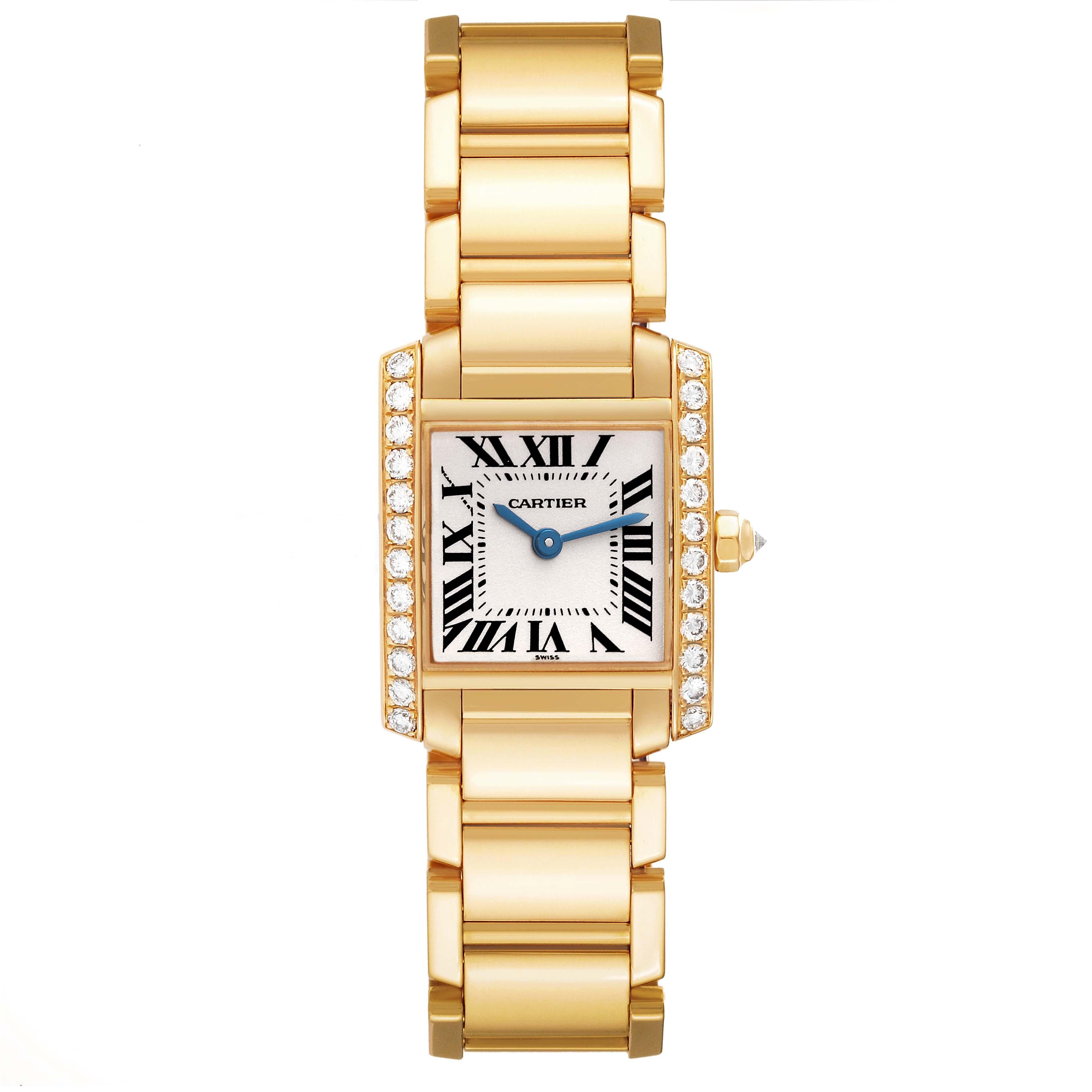Cartier Tank Francaise Yellow Gold Diamond Ladies Watch WE1001R8 For Sale 5