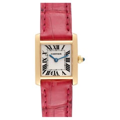 Cartier Tank Francaise Yellow Gold Pink Strap Ladies Watch W5000256