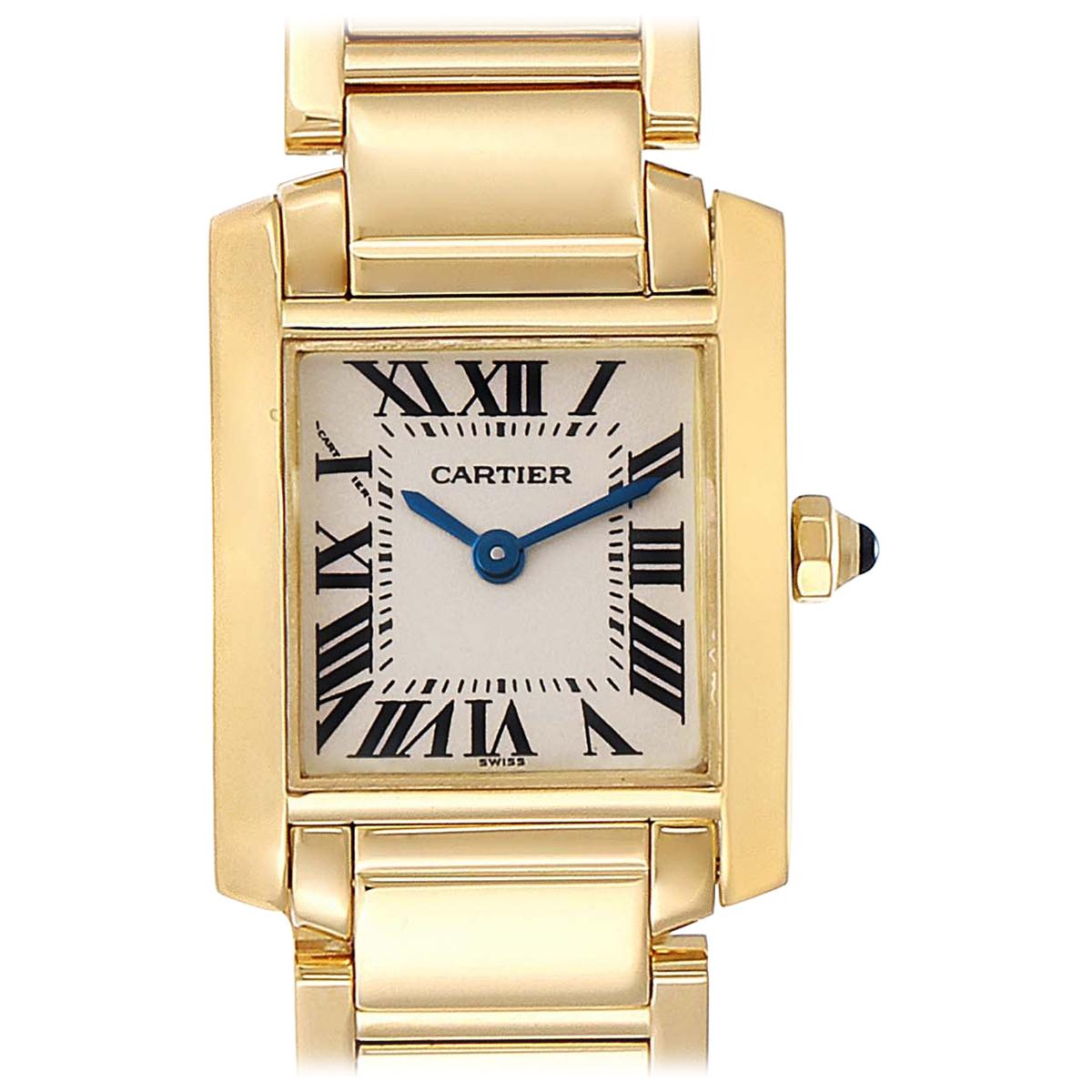 Cartier Tank Francaise Yellow Gold Quartz Ladies Watch W50002N2 For Sale