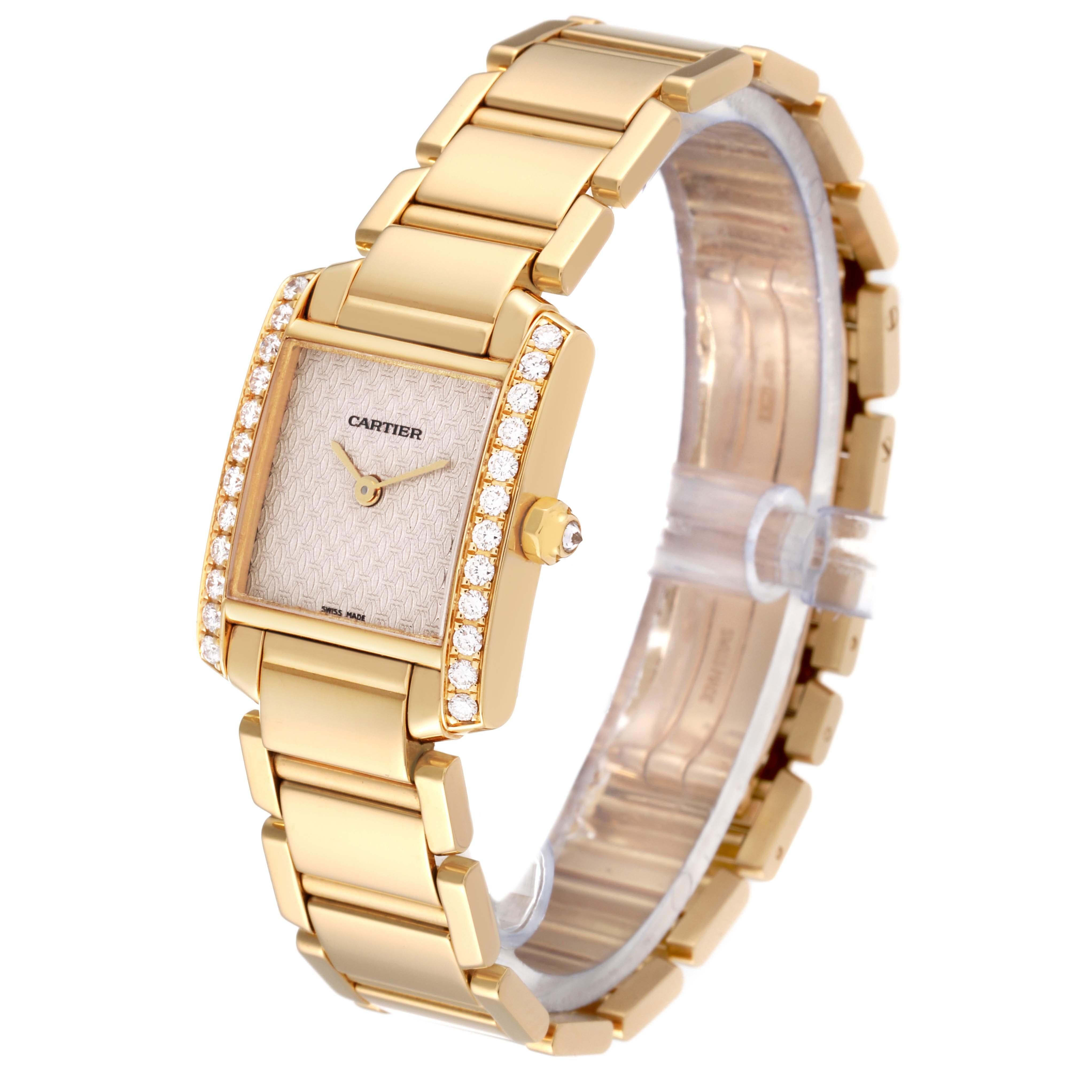 Women's Cartier Tank Francaise Yellow Gold Rose Dial Diamond Ladies Watch WE1021R8