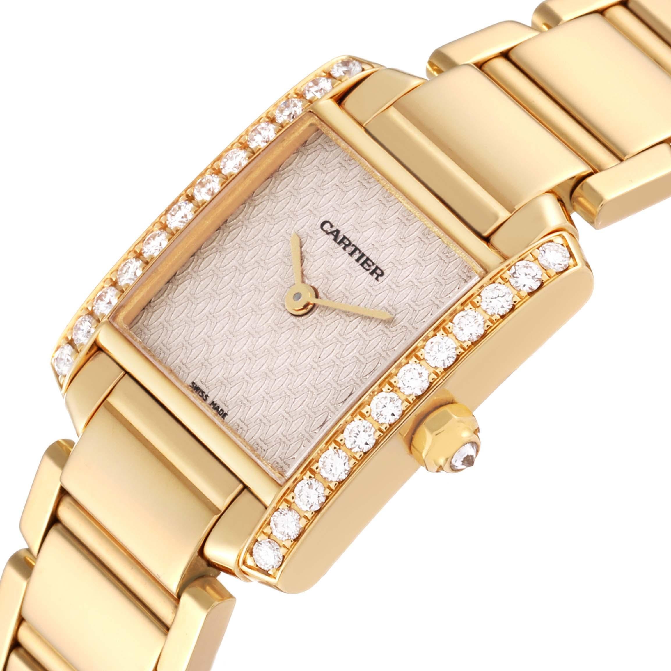 Cartier Tank Francaise Yellow Gold Rose Dial Diamond Ladies Watch WE1021R8 1