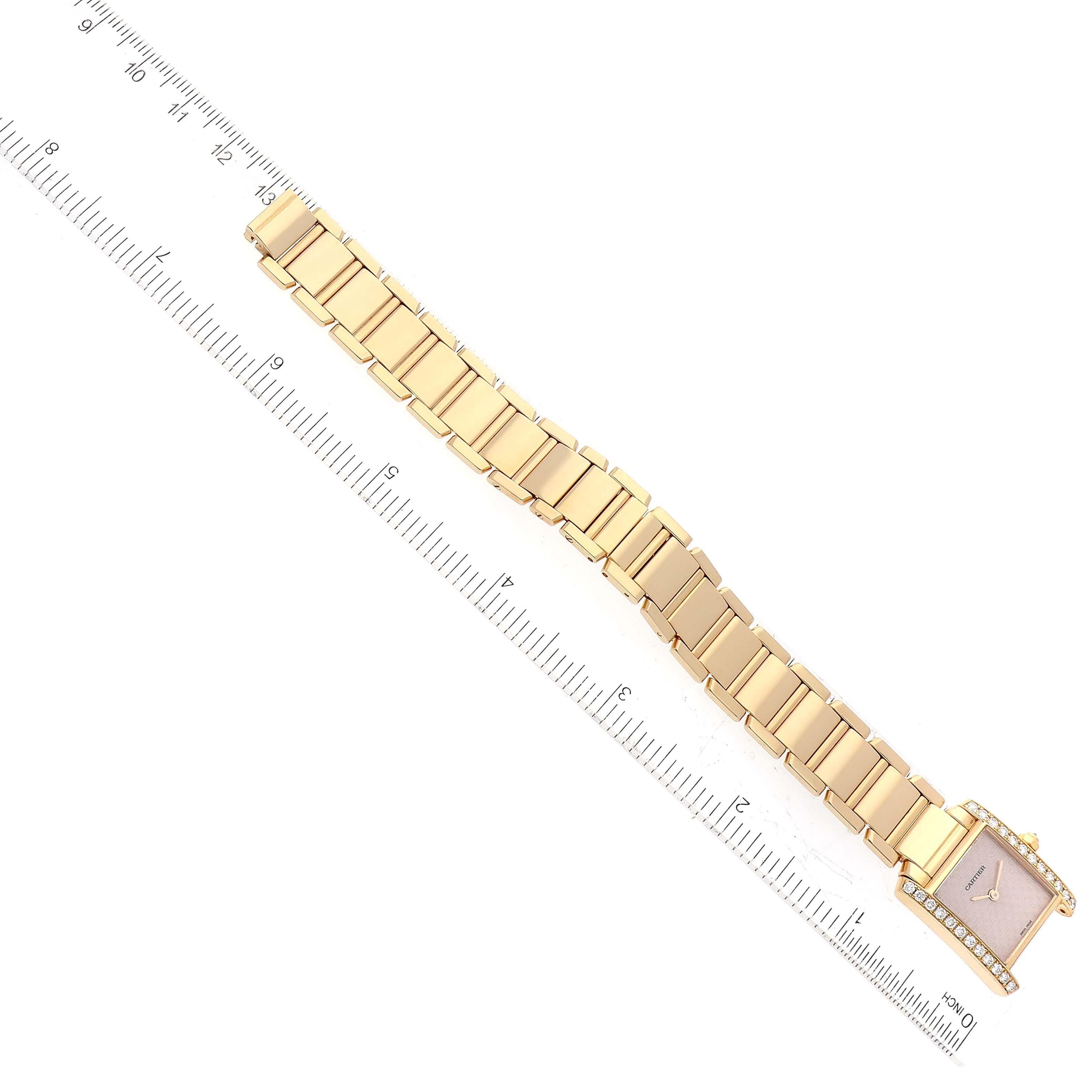Cartier Tank Francaise Yellow Gold Rose Dial Diamond Ladies Watch WE1021R8 4