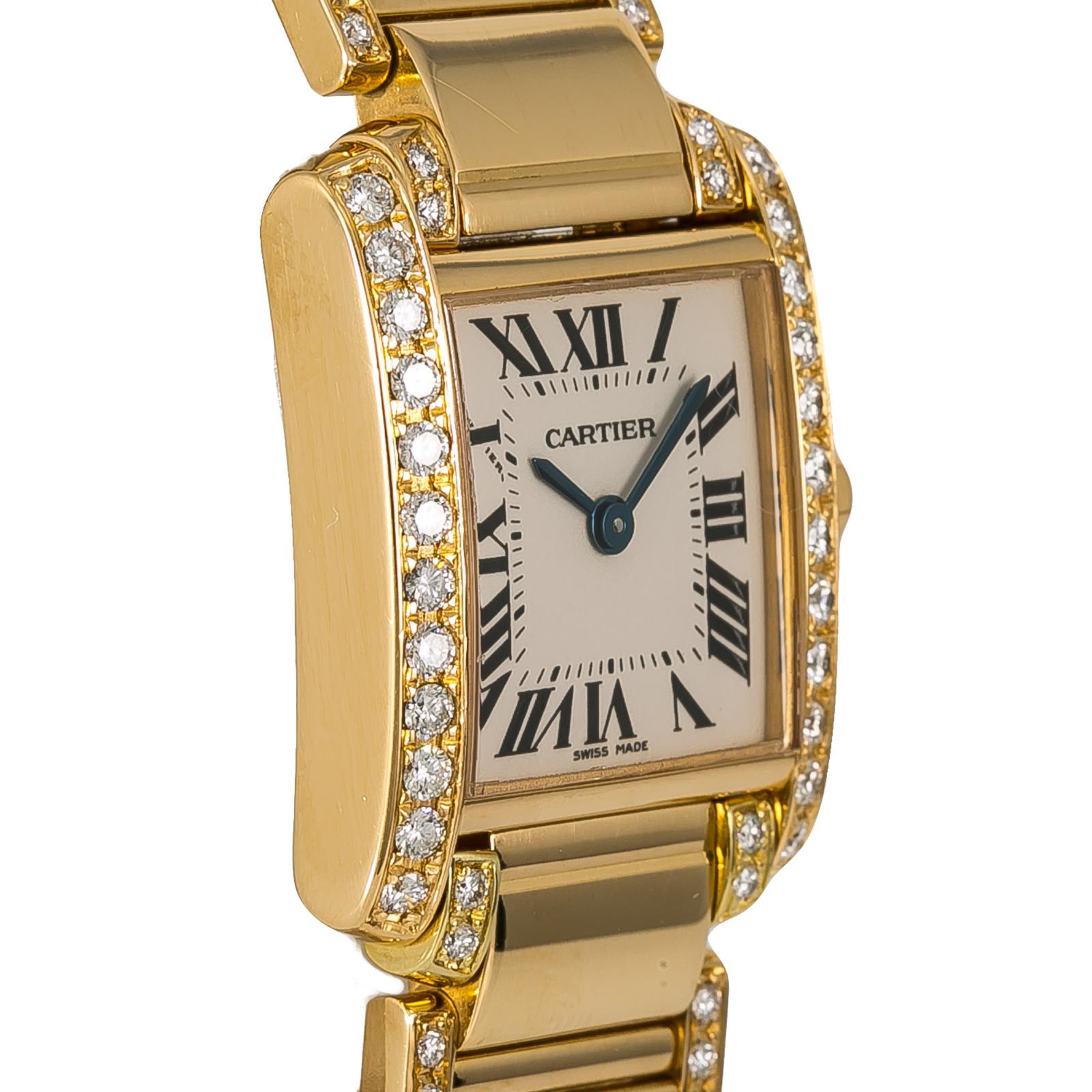 Cartier Tank Francaise WE1001RG, White  Dial Certified Authentic In Good Condition In Miami, FL
