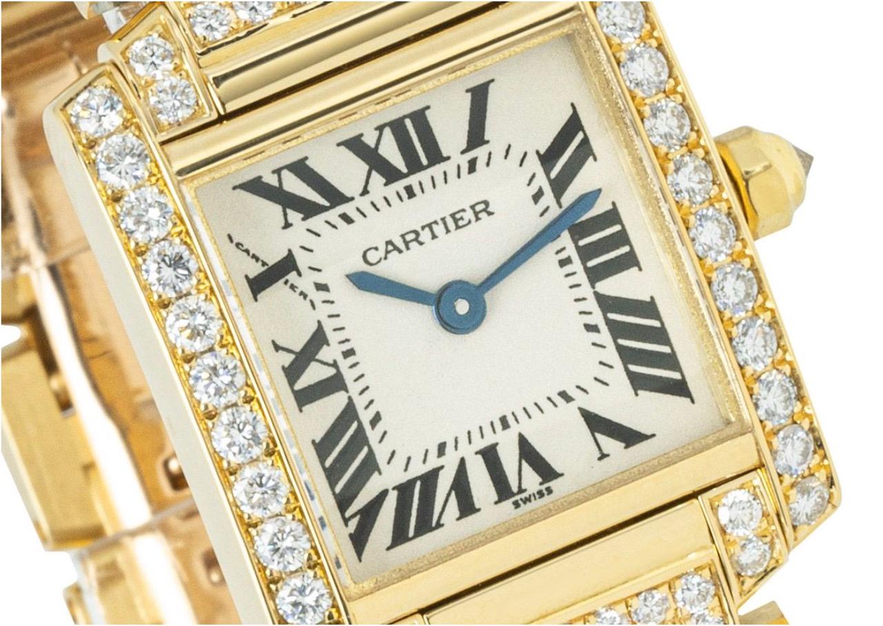 Round Cut Cartier Tank Franchise Diamond Set 2364 Watch