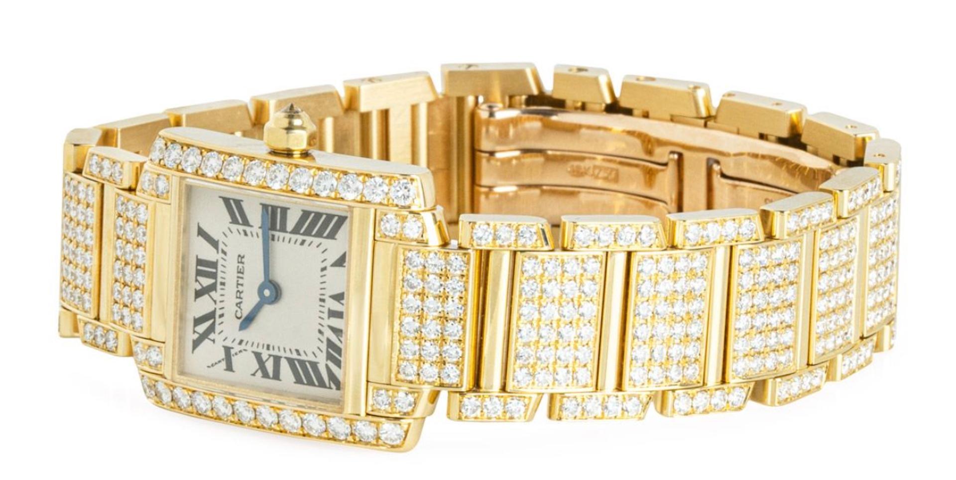 Cartier Tank Franchise Diamond Set 2364 Watch In Excellent Condition For Sale In London, GB