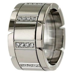 Cartier Tank Franchise Diamond Wedding Band Ring 18 Karat White Gold