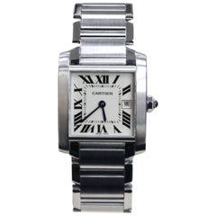 Cartier Tank Franchise Midsize 2465 Stainless Steel Complete Box and Papers