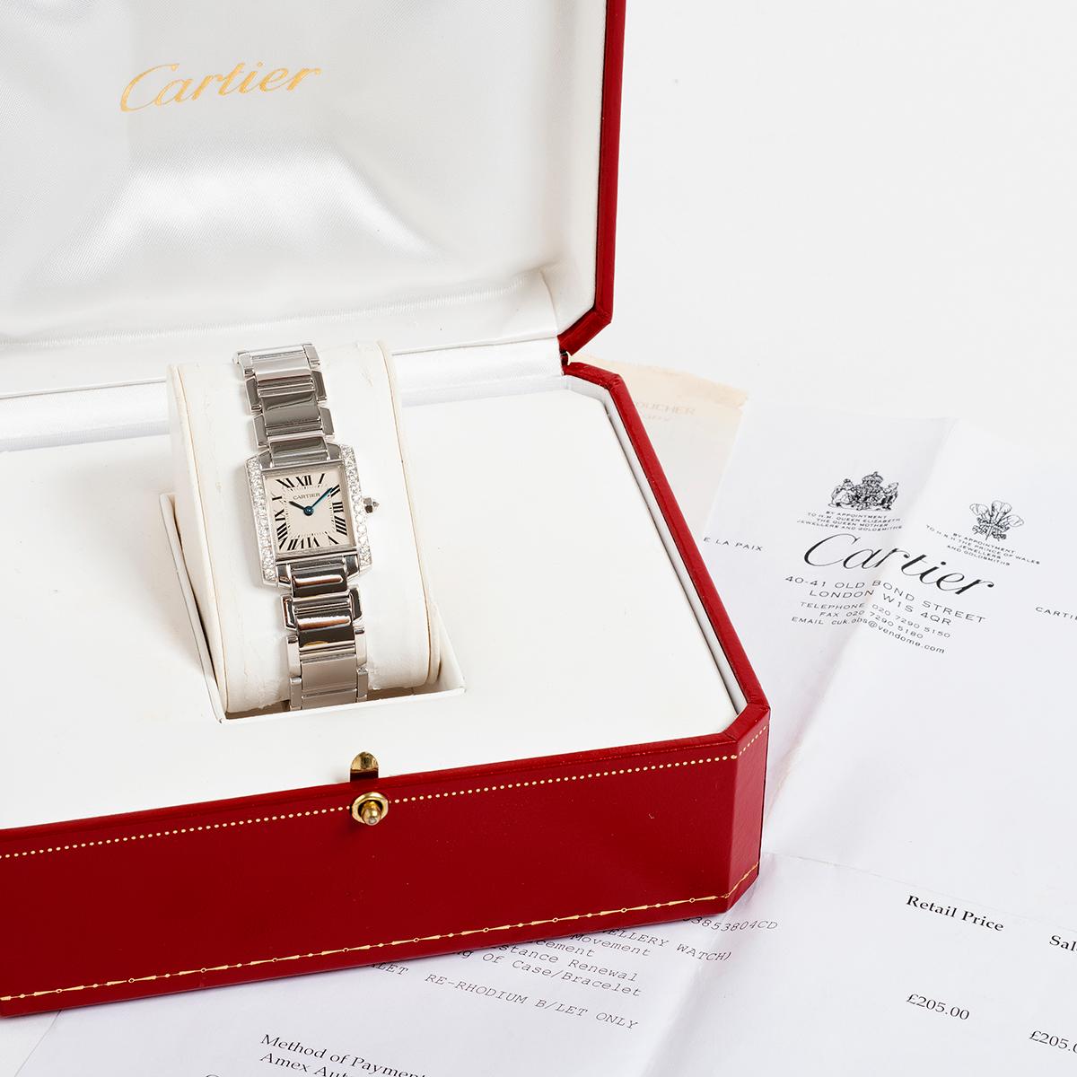 Women's Cartier Tank Franciase Ref 2403, White Gold/Diamonds, Outstanding Condition