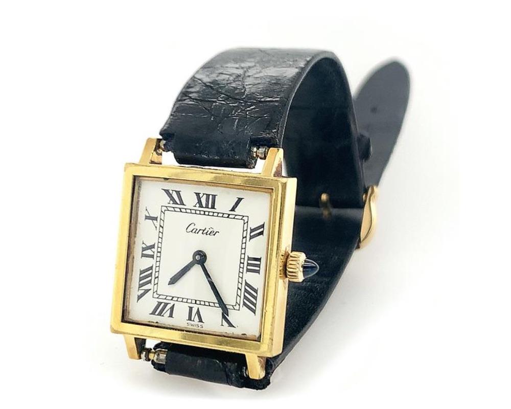 Vermeil gold colored tank watch 7/8