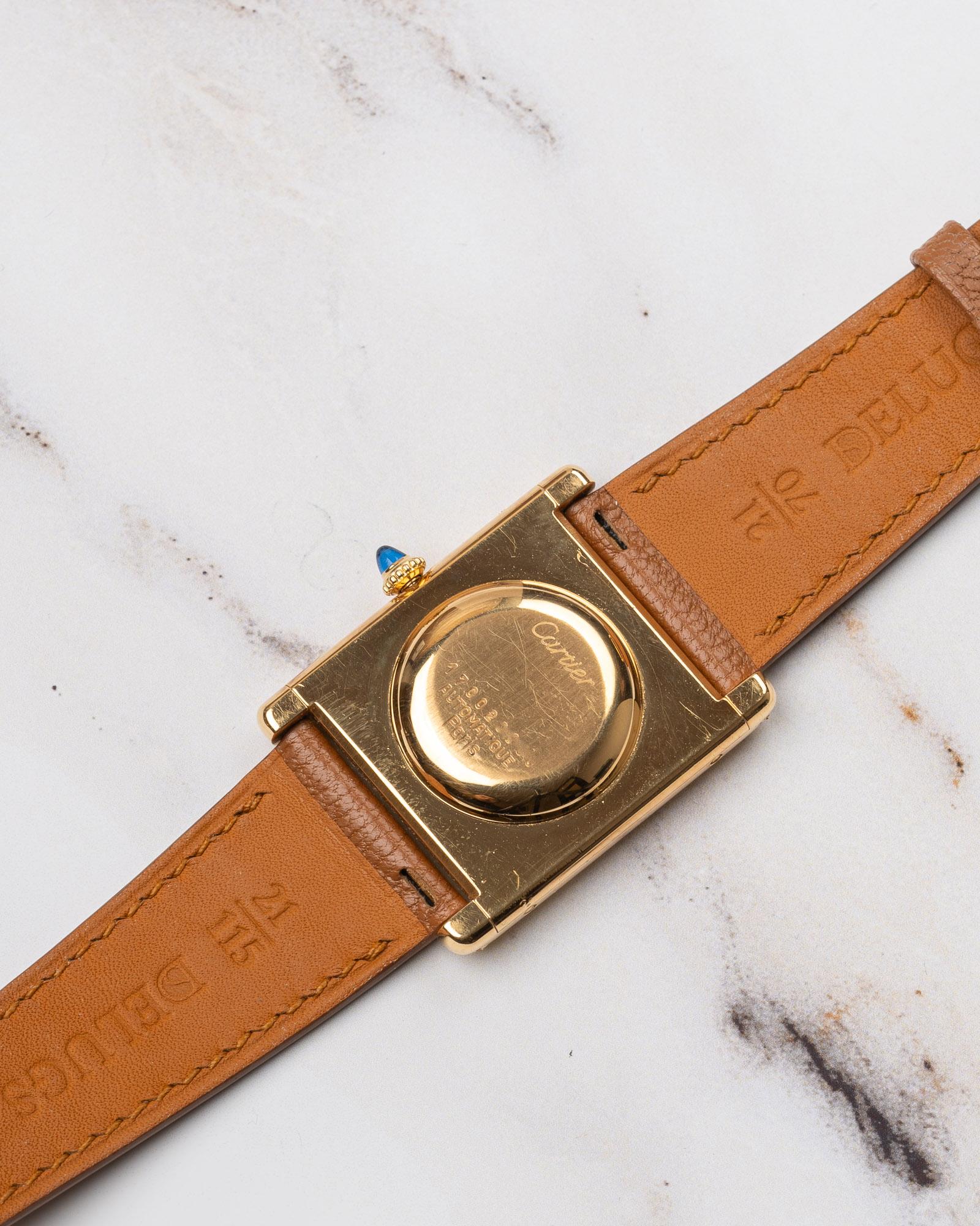 Cartier Tank Jumbo Automatique 17002 Cadran Paris pointu 1970 18k YG en vente 7