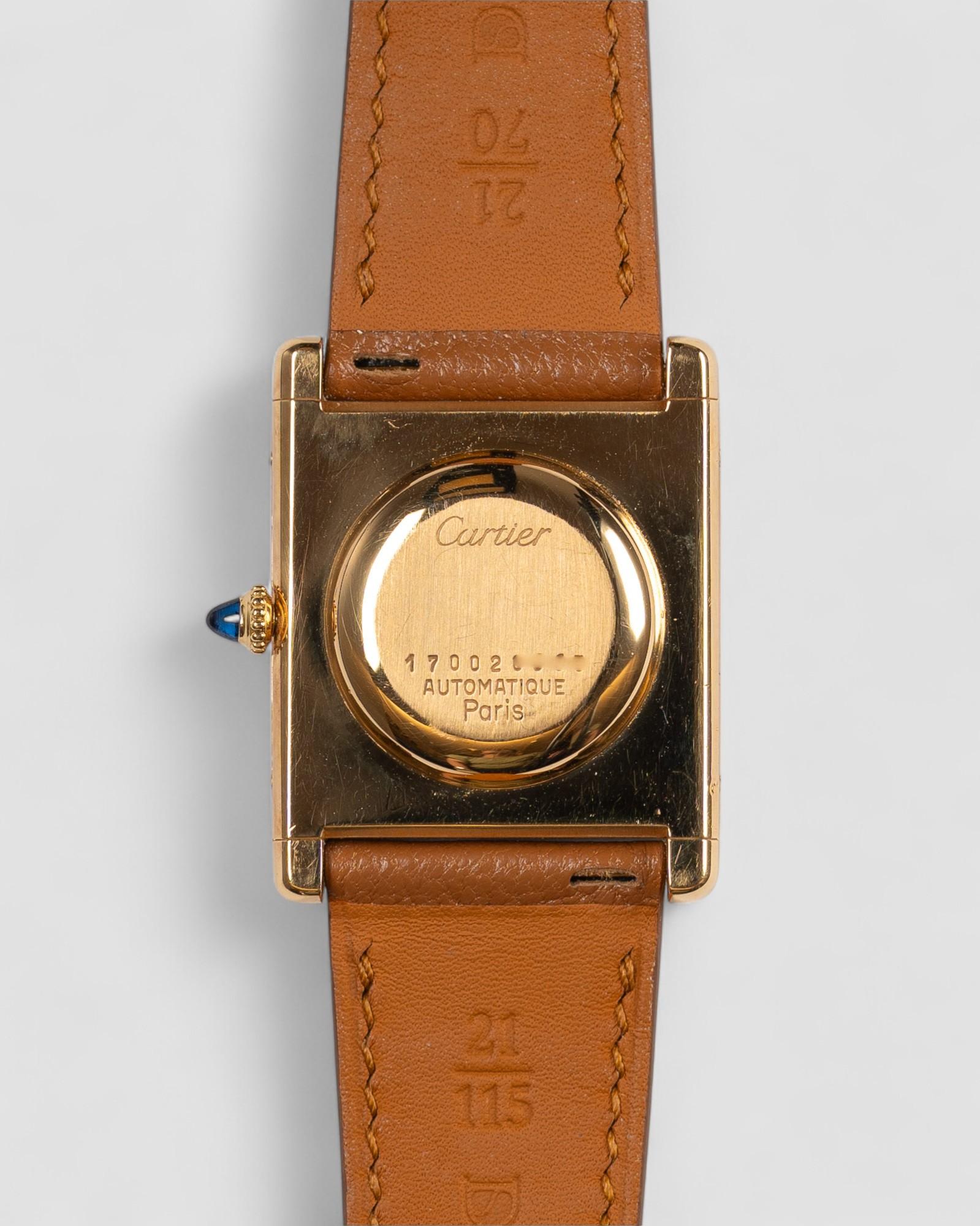 Cartier Tank Jumbo Automatique 17002 Cadran Paris pointu 1970 18k YG en vente 11