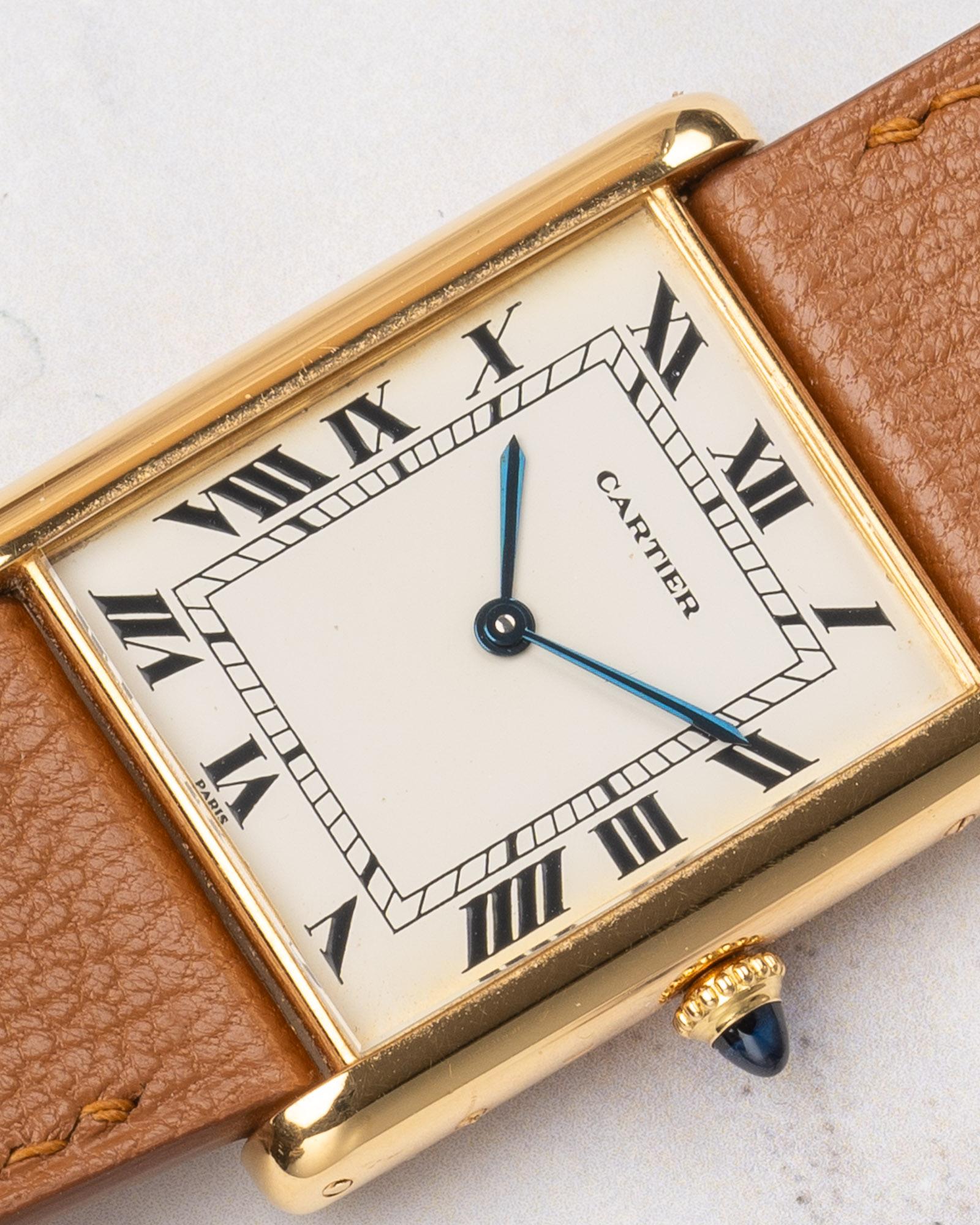 Cartier Tank Jumbo Automatique 17002 Cadran Paris pointu 1970 18k YG Pour hommes en vente
