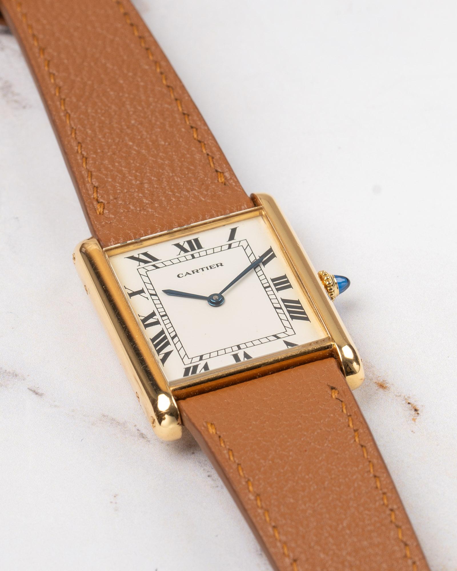Cartier Tank Jumbo Automatique 17002 Cadran Paris pointu 1970 18k YG en vente 1