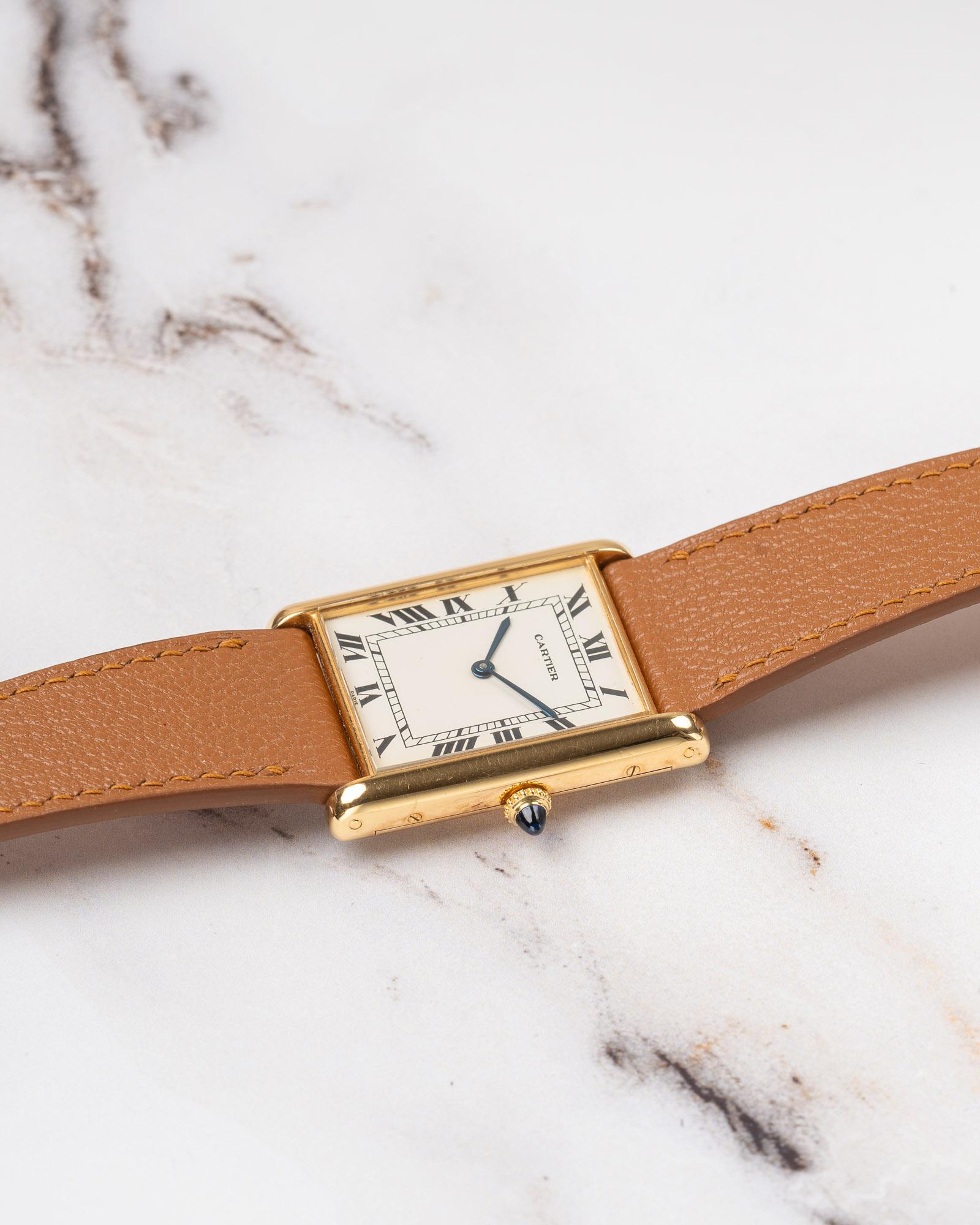 Cartier Tank Jumbo Automatique 17002 Cadran Paris pointu 1970 18k YG en vente 2