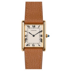 Cartier Tank Jumbo Automatique 17002 Pointed Paris Dial 1970s 18k YG