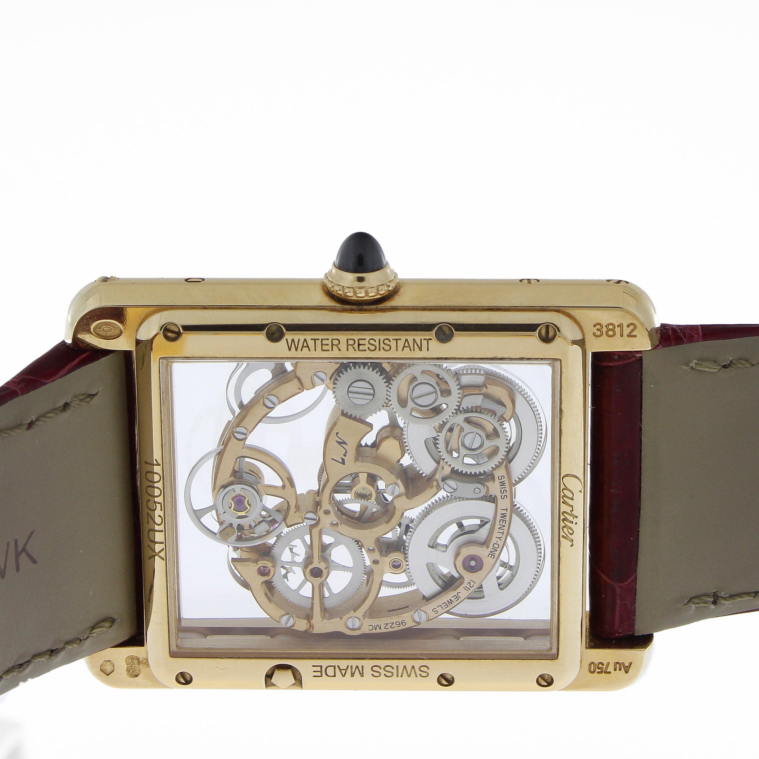 Cartier Tank Jumbo Louis Ref WHTA0002 Skeleton Wristwatch in 18k Roségold 3