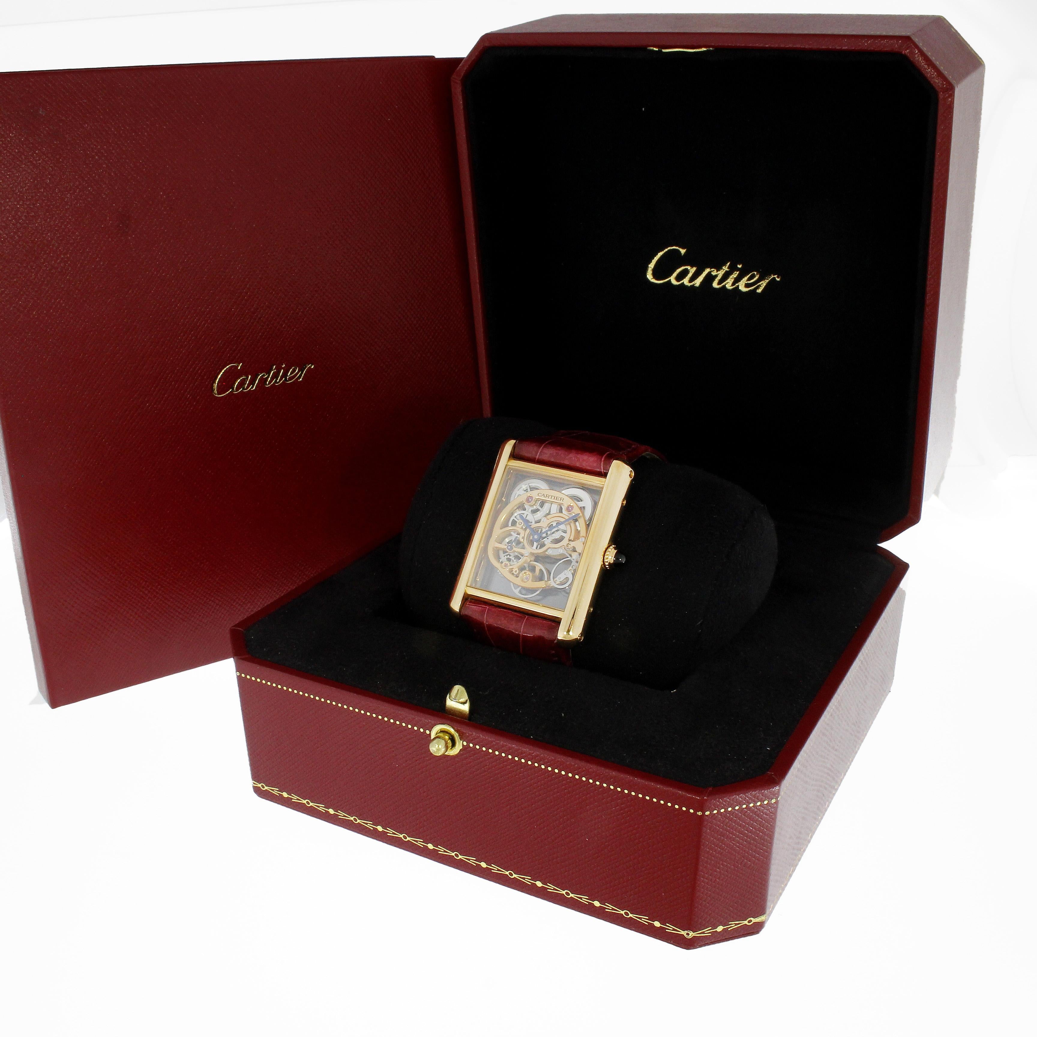 Cartier Tank Jumbo Louis Ref WHTA0002 Skeleton Wristwatch in 18k Roségold 4