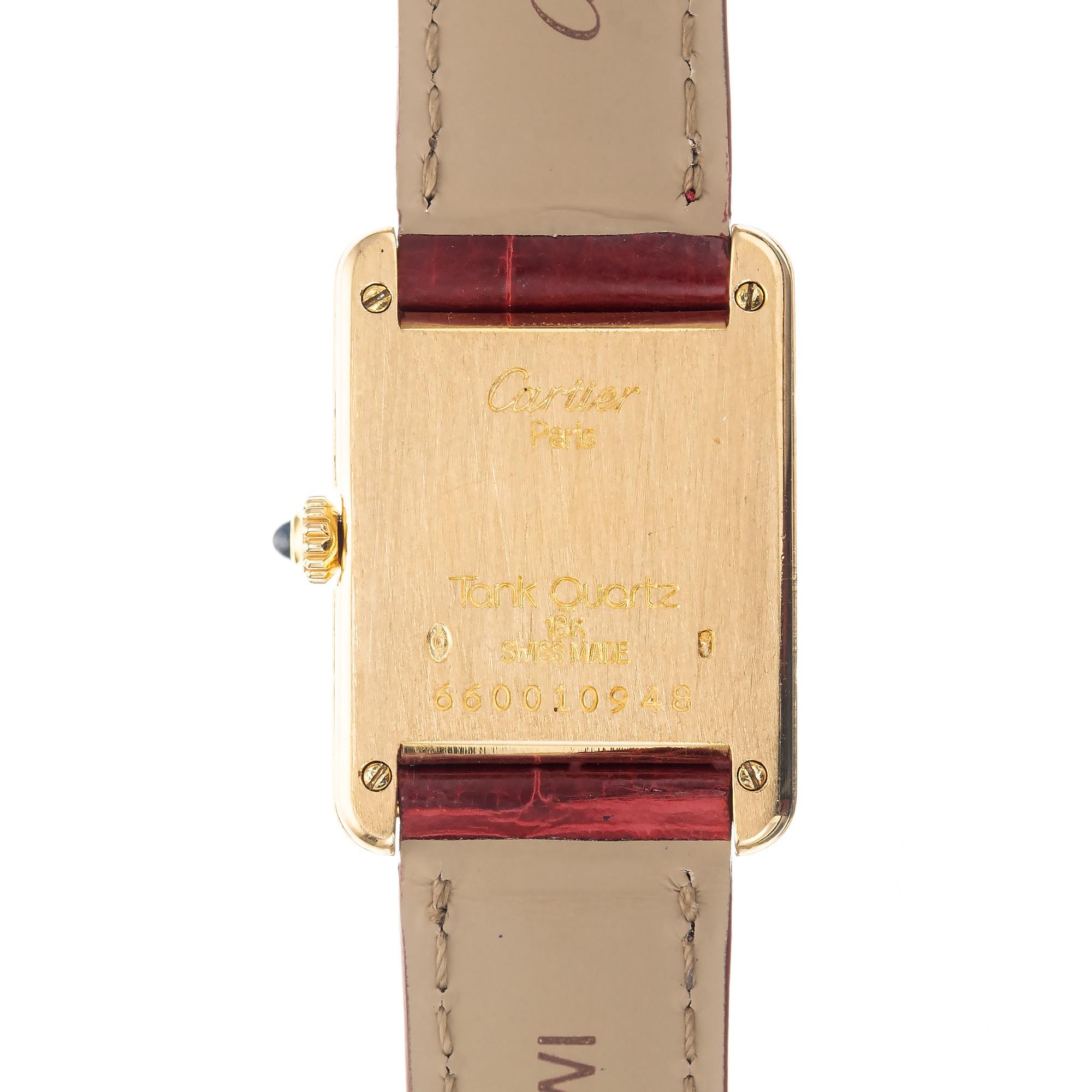 Cartier Tank Ladies Yellow Strap Wristwatch 1