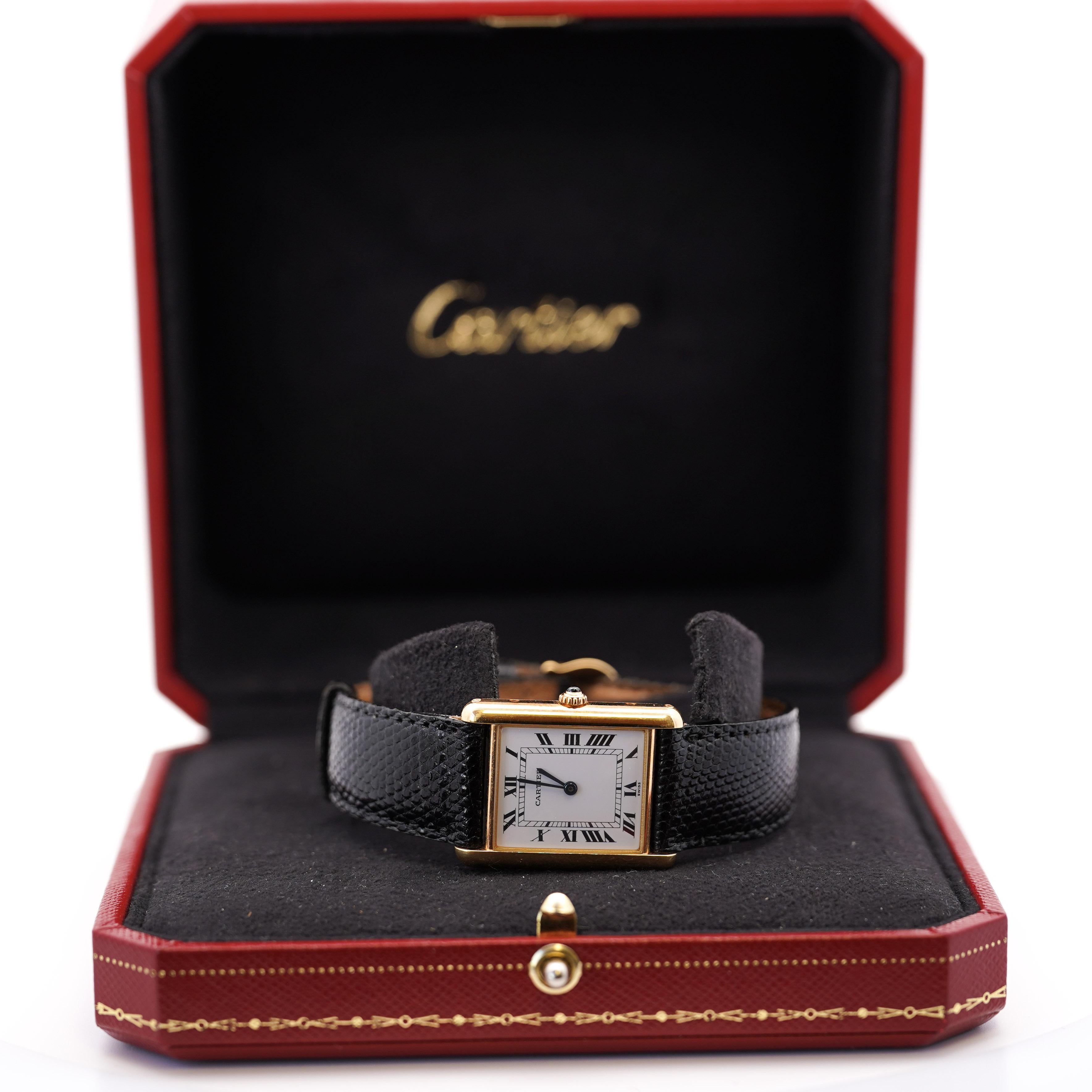 Women's or Men's Cartier Tank Large 18K Gold Quartz 25mm Watch For Sale