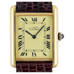 Cartier Tank Groß GM LM Must de Cartier Louis Klassisches Vermeil Gold Silber