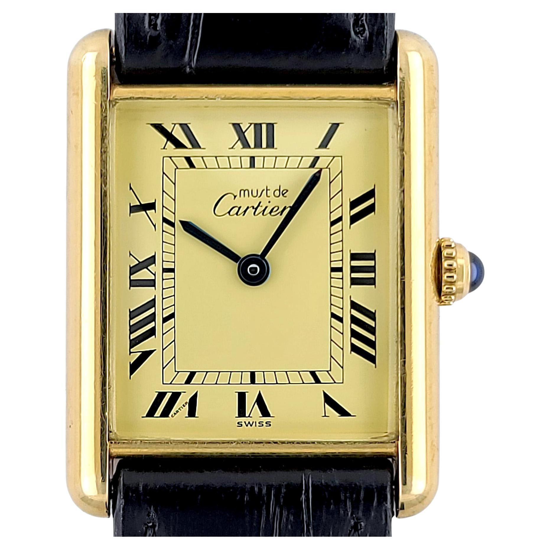 Cartier Tank Large GM LM Must de Cartier Louis L.C Classic Vermeil Folding Clasp