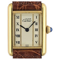 Retro Cartier Tank L.C. Must de Cartier Louis 1920 Art Deco Model Vermeil Gold + Box