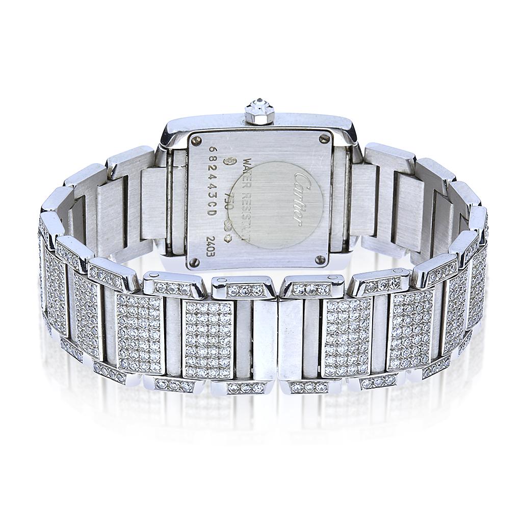 Taille simple Cartier Montre Tank Le Francaise 2403 en or blanc 18 carats et diamants de 5,33 carats en vente