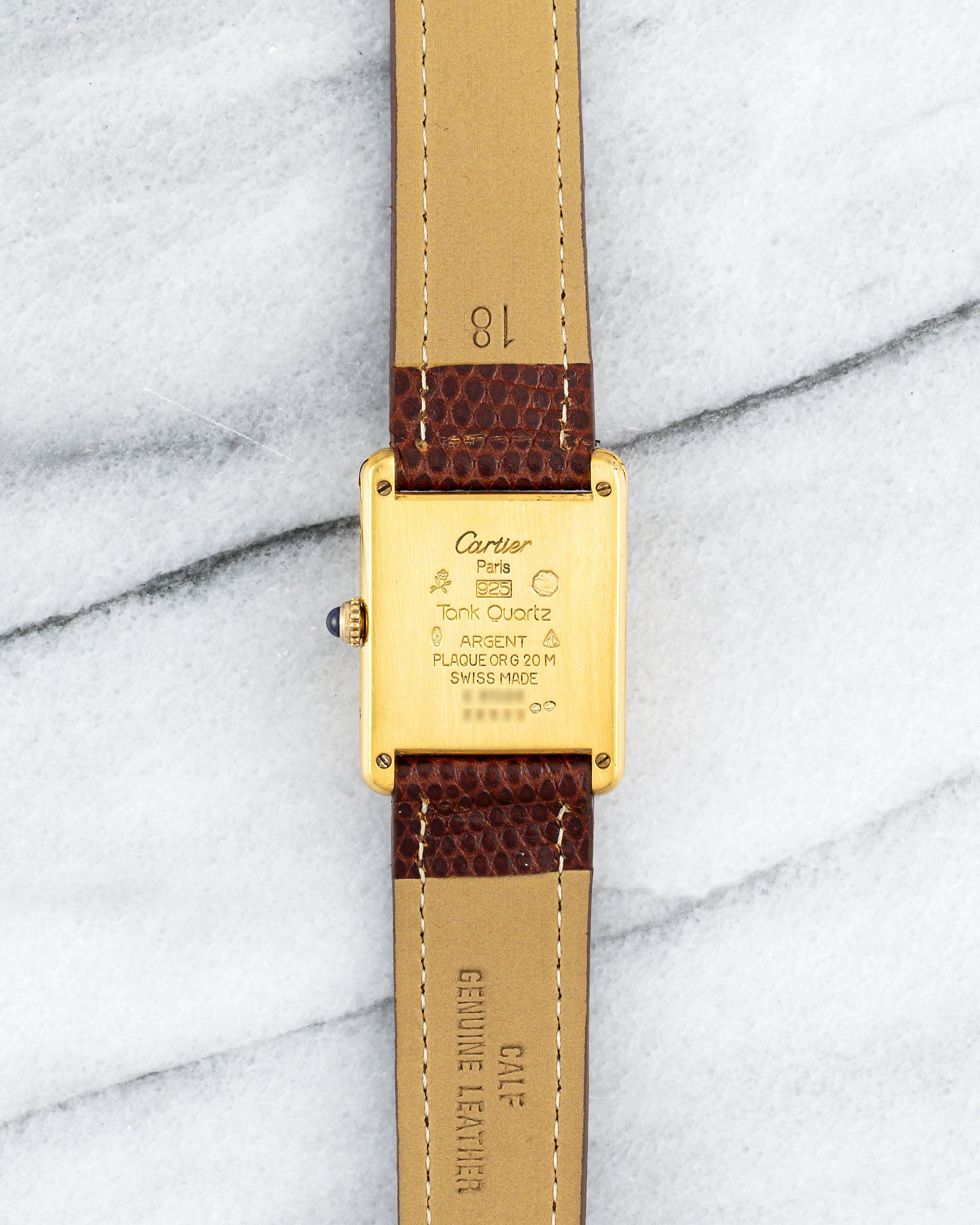 Montre Cartier Tank cadran citron en or jaune 18 carats Bon état - En vente à New York, NY