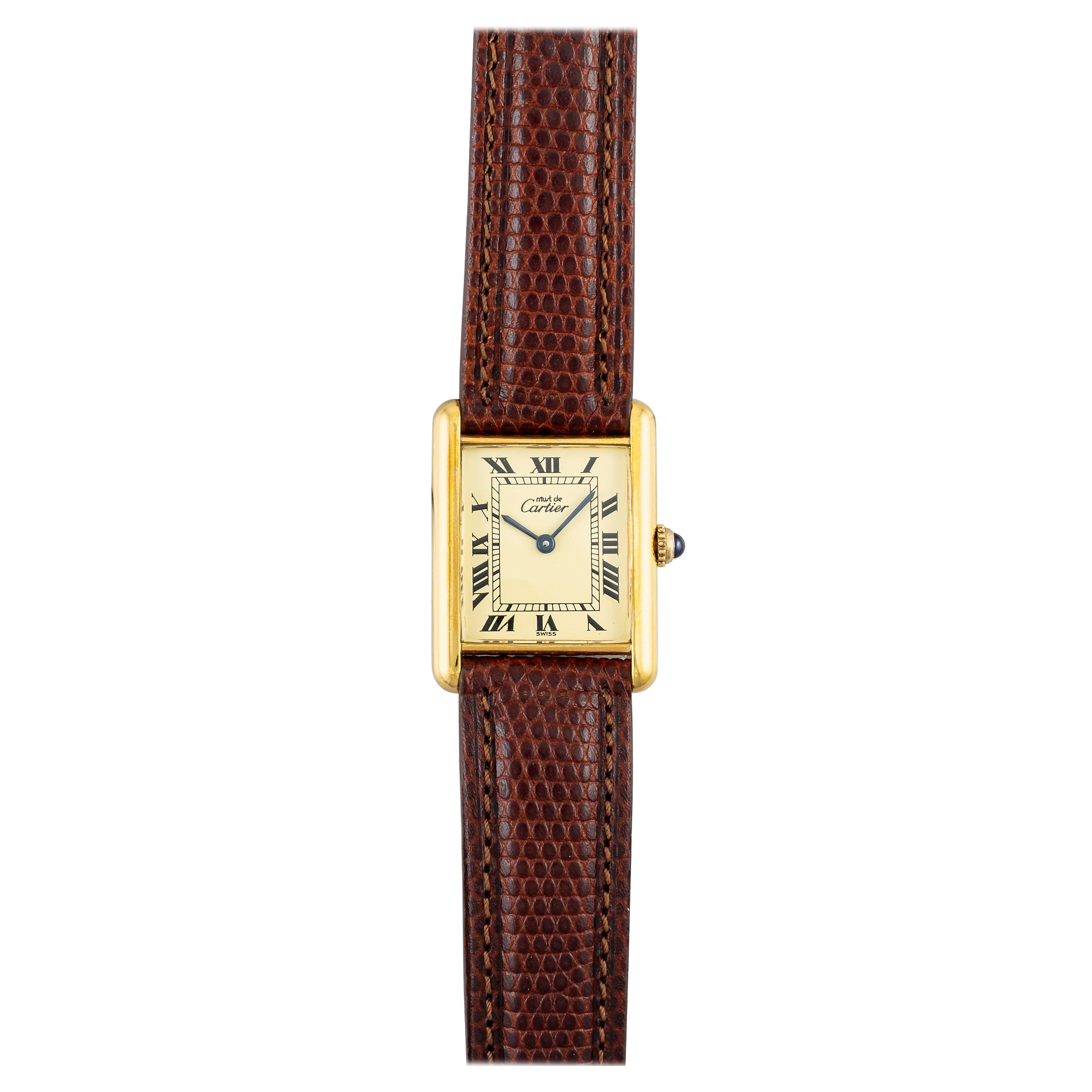 Reloj Cartier Tank Esfera Limón de Oro Amarillo de 18 quilates