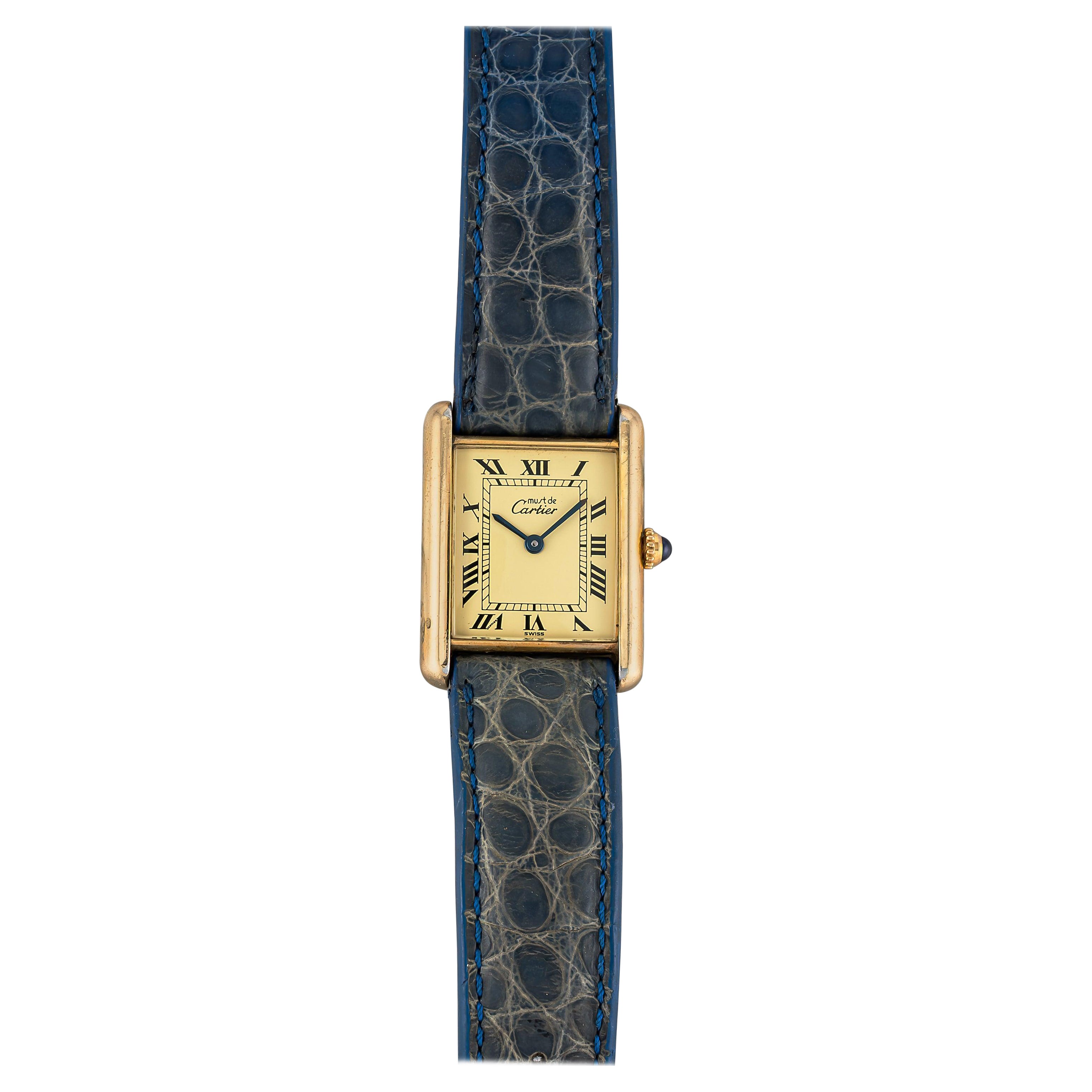 Reloj Cartier Tank Limón Esfera Romana de Oro Amarillo de 18 quilates